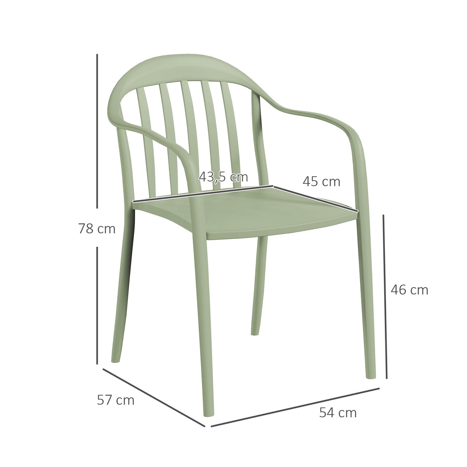 Northio Gartenstuhl 4er Set wetterfest Gartenstühle aus Kunststoff Stapelstuhl mit Armlehne Rückenlehne stapelbar Terrassenstuhl bis 120 kg belastbar Gartenmöbel für Hinterhof, Garten, Balkon Grün Aosom
