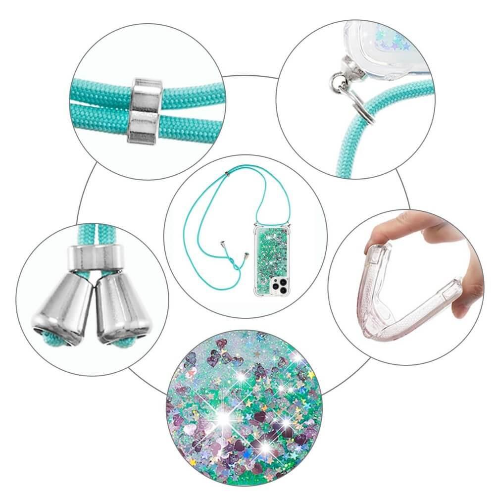 Cover-Discount iPhone 15 Pro - Glitzer Hülle Mit Umhängeband