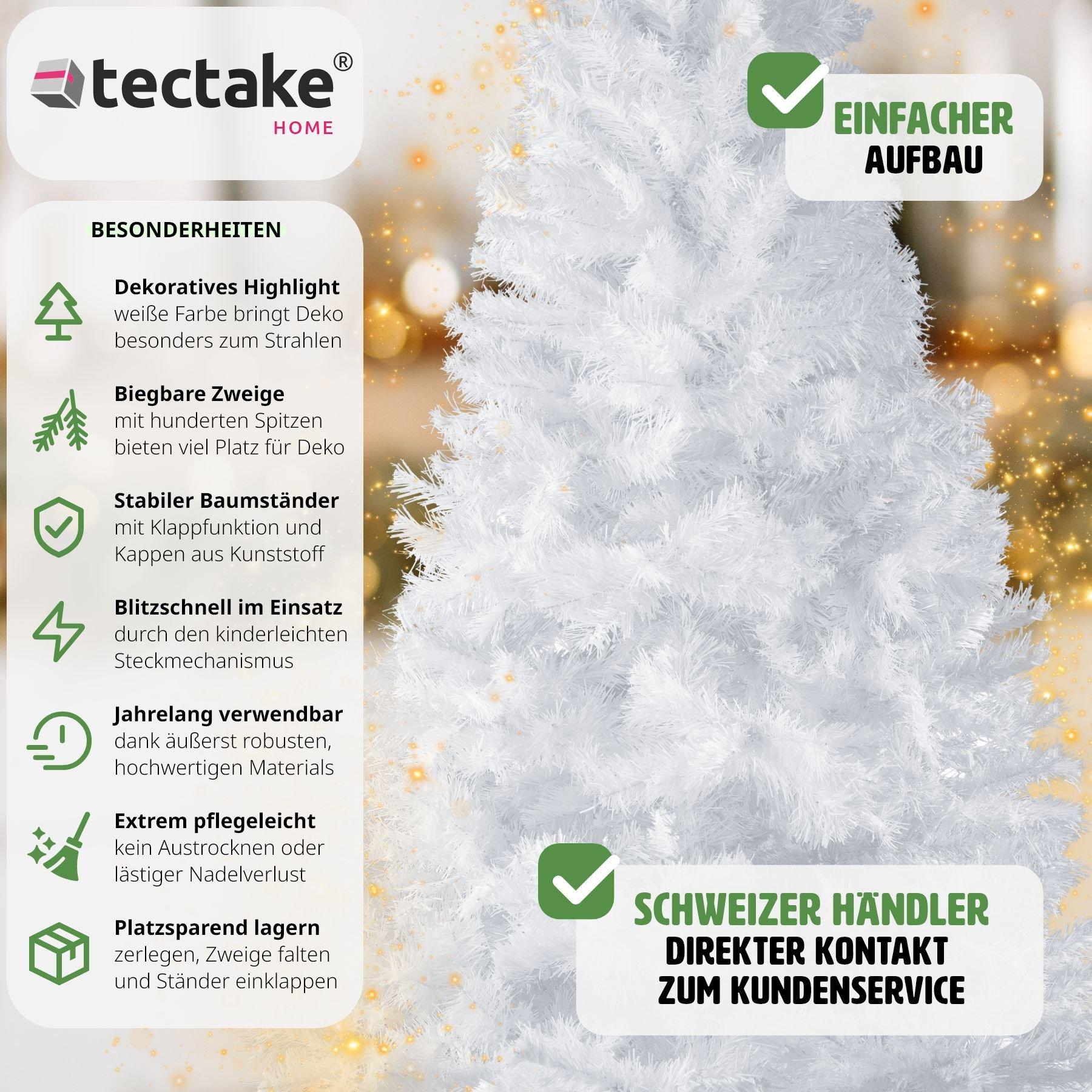 Tectake Weihnachtsbaum künstlich mit Metallständer weiss