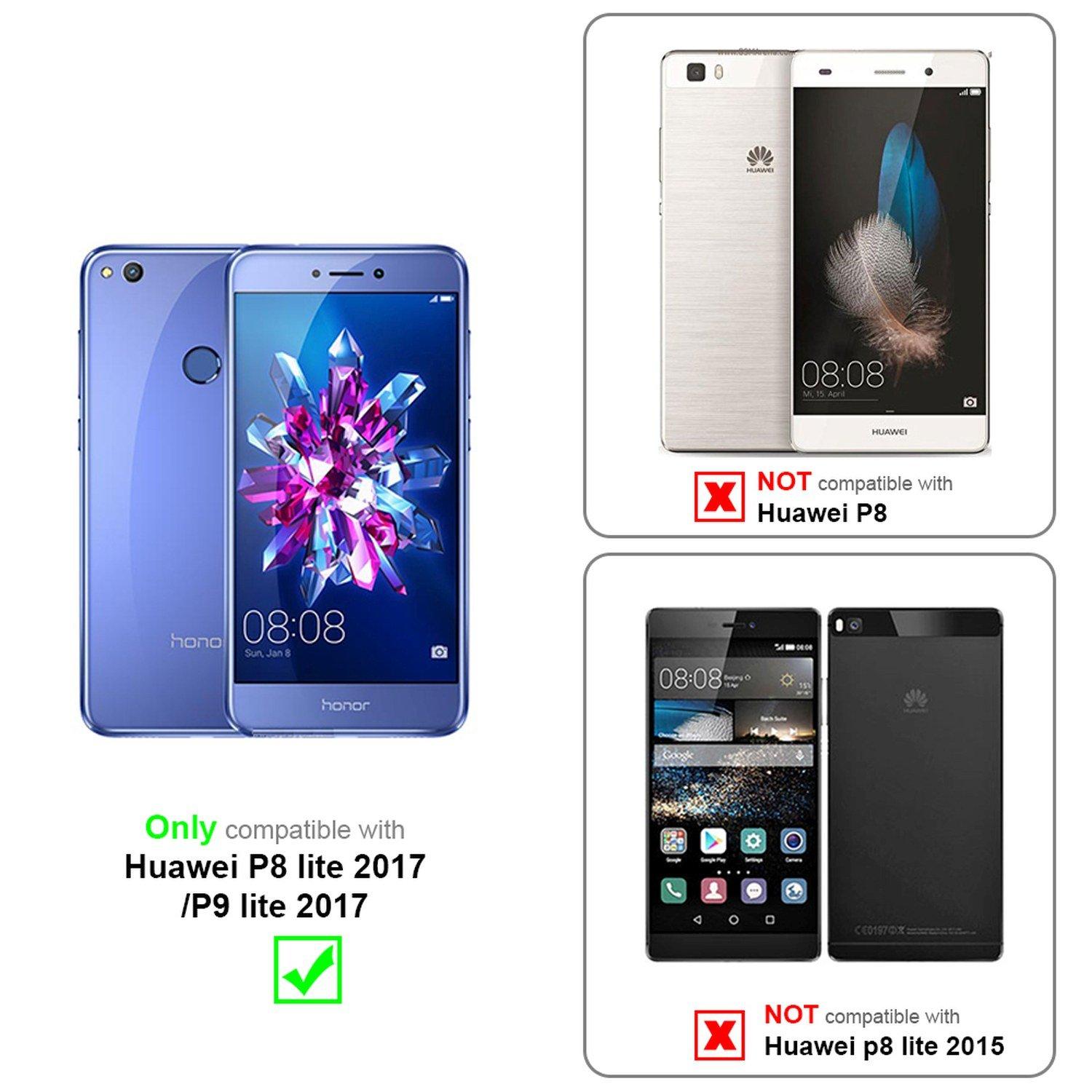Cadorabo Hülle für Huawei P8 LITE 2017 / P9 LITE 2017 Magnetverschluss, 2 Sichtfenstern