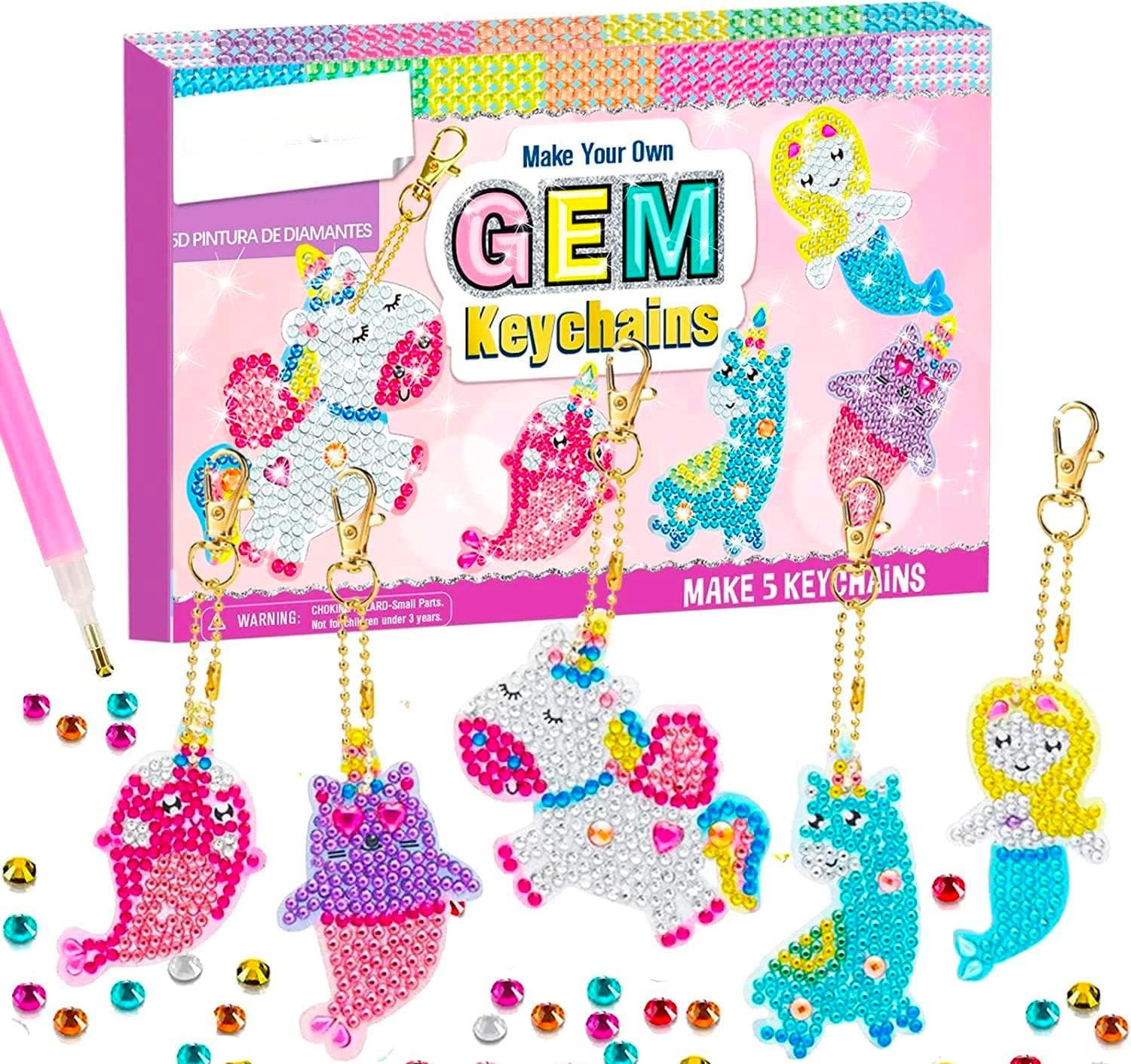 Activity-board Basteln , Geschenke für Kinder - Mach deinen eigenen GEM Schlüsselanhänger - 5D Diamantmalerei