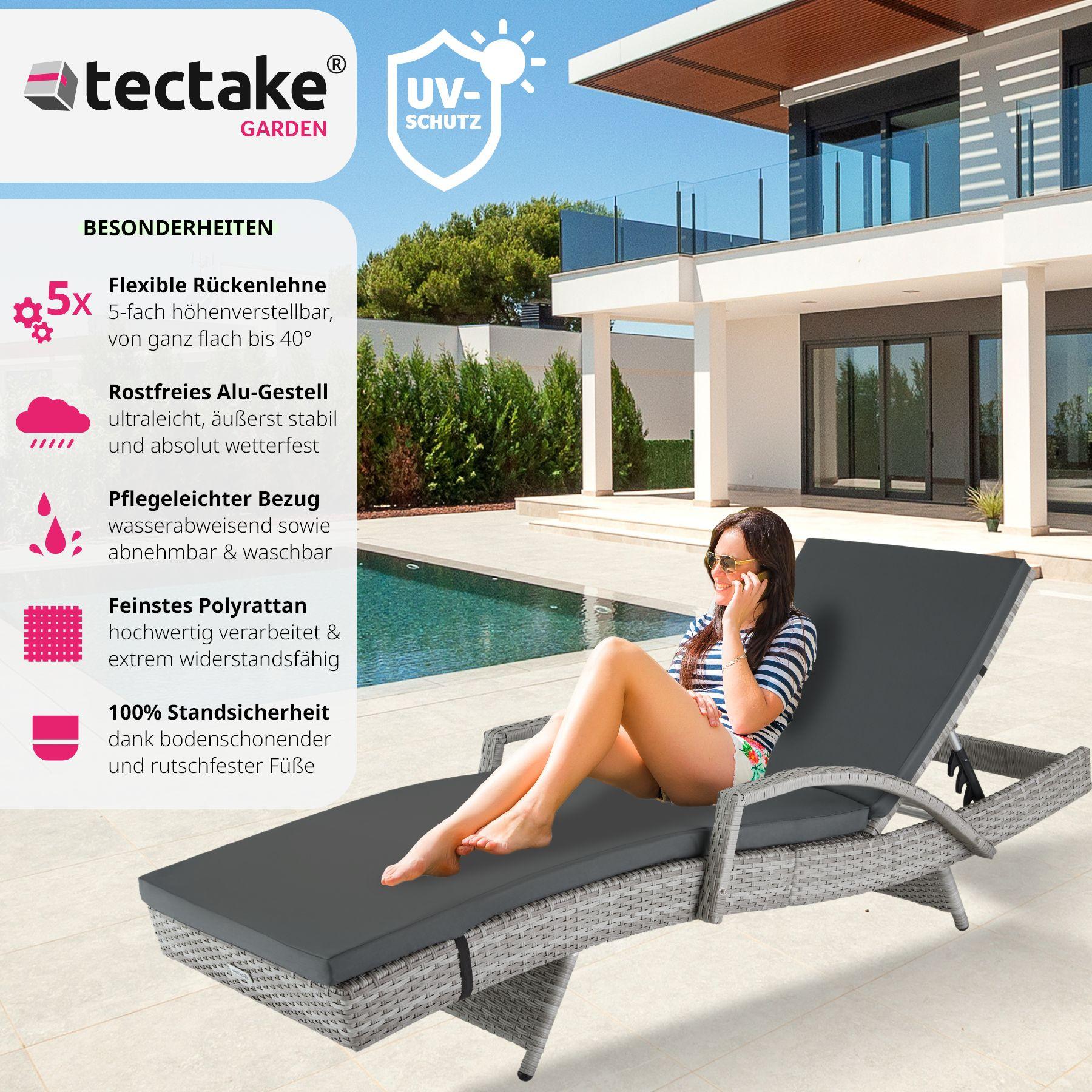 Tectake Aluminium Rattan Sonnenliege Océane