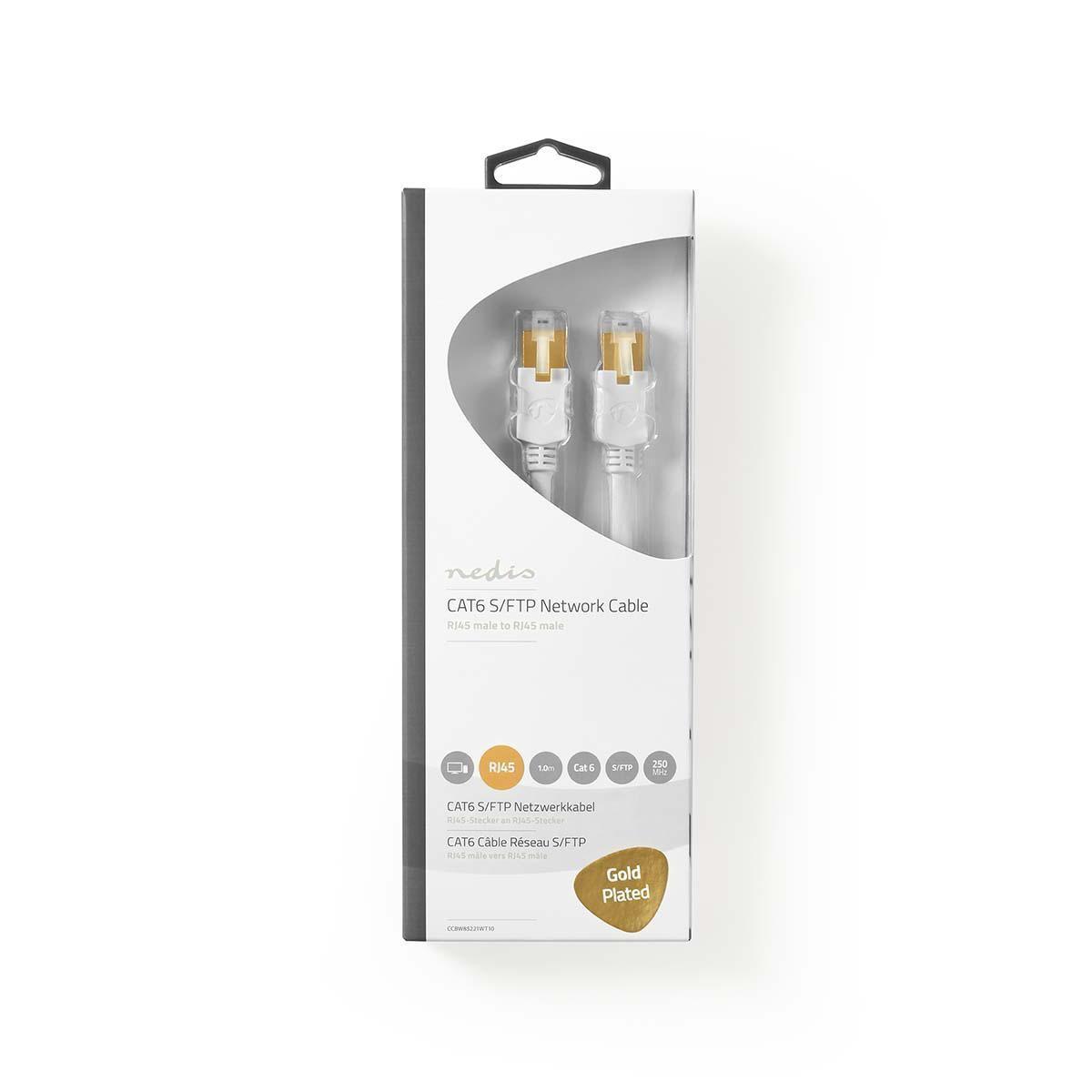 Nedis CAT6 Netzwerkkabel | RJ45 Stecker | RJ45 Stecker | S/FTP | 1,00 m | Rund | LSZH | Weiß | Box mit Fenster