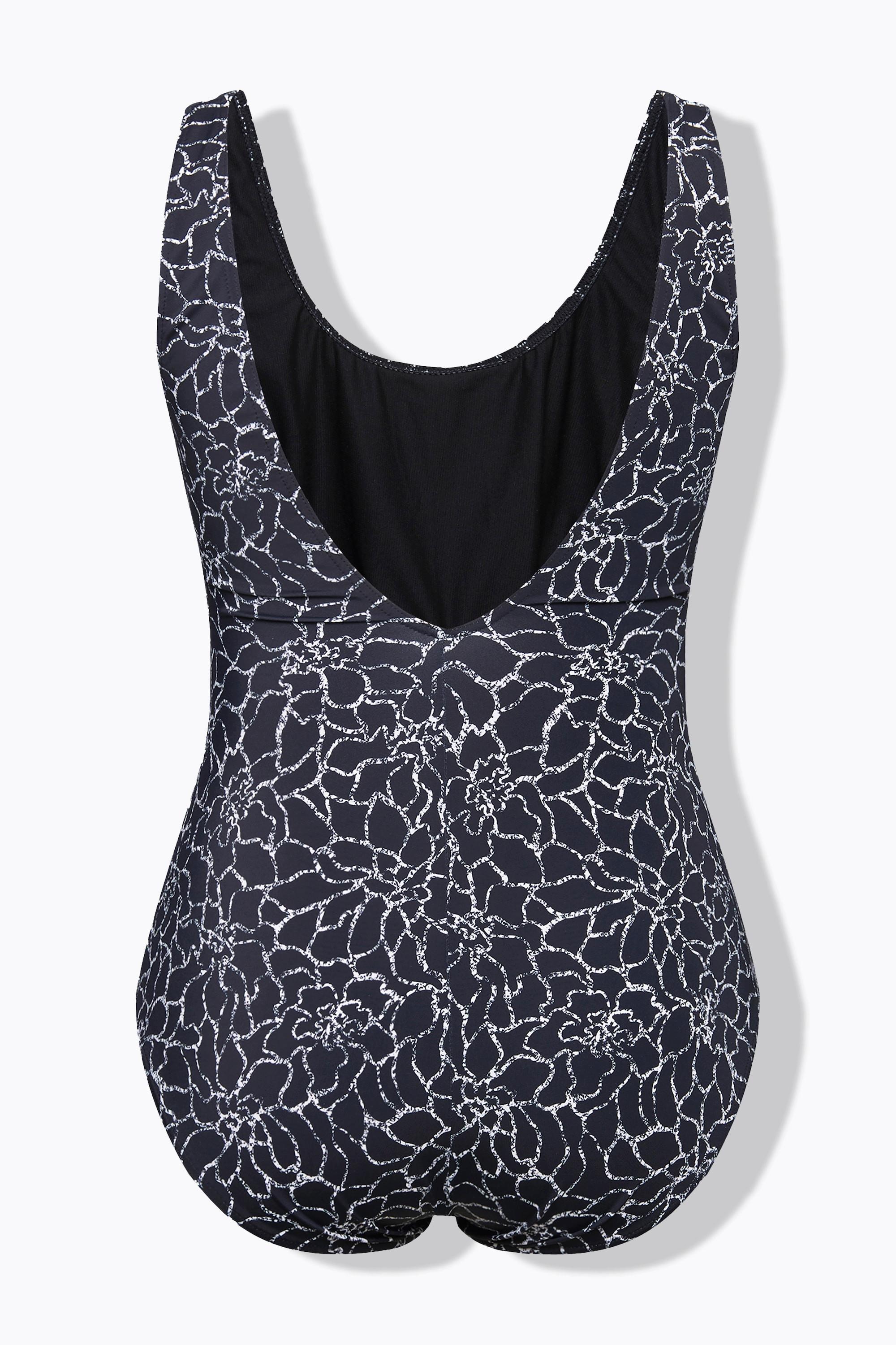 Ulla Popken Badeanzug, Blüten, ohne Softcups