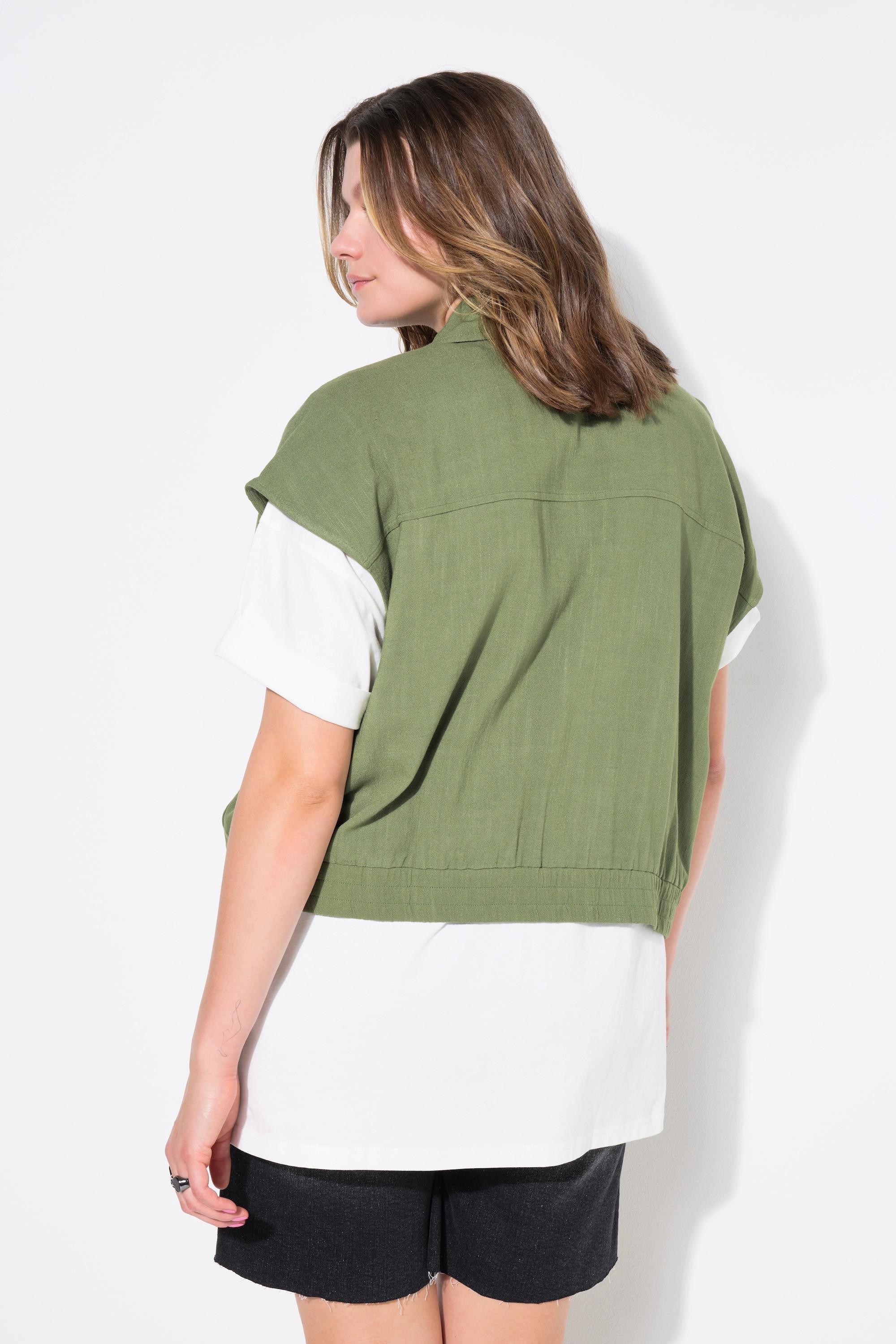 Studio Untold Leinenmix-Weste, oversized, Zipper, 4 Taschen