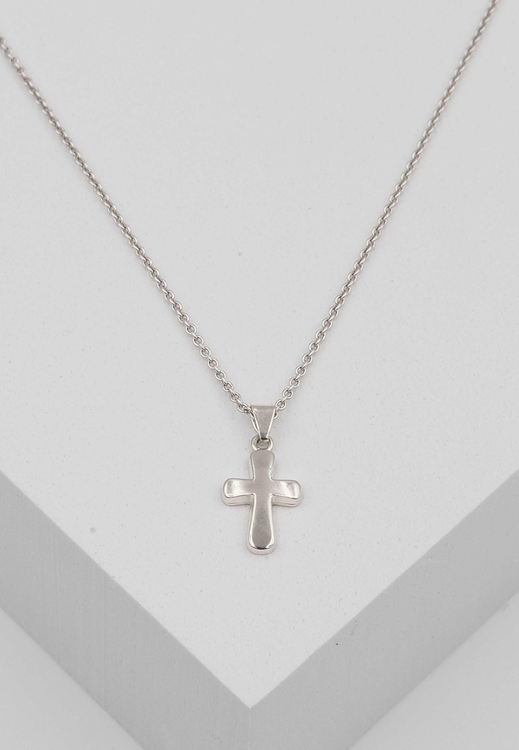 MUAU Schmuck Anhänger Balken-Kreuz Weissgold 750, 18x9mm