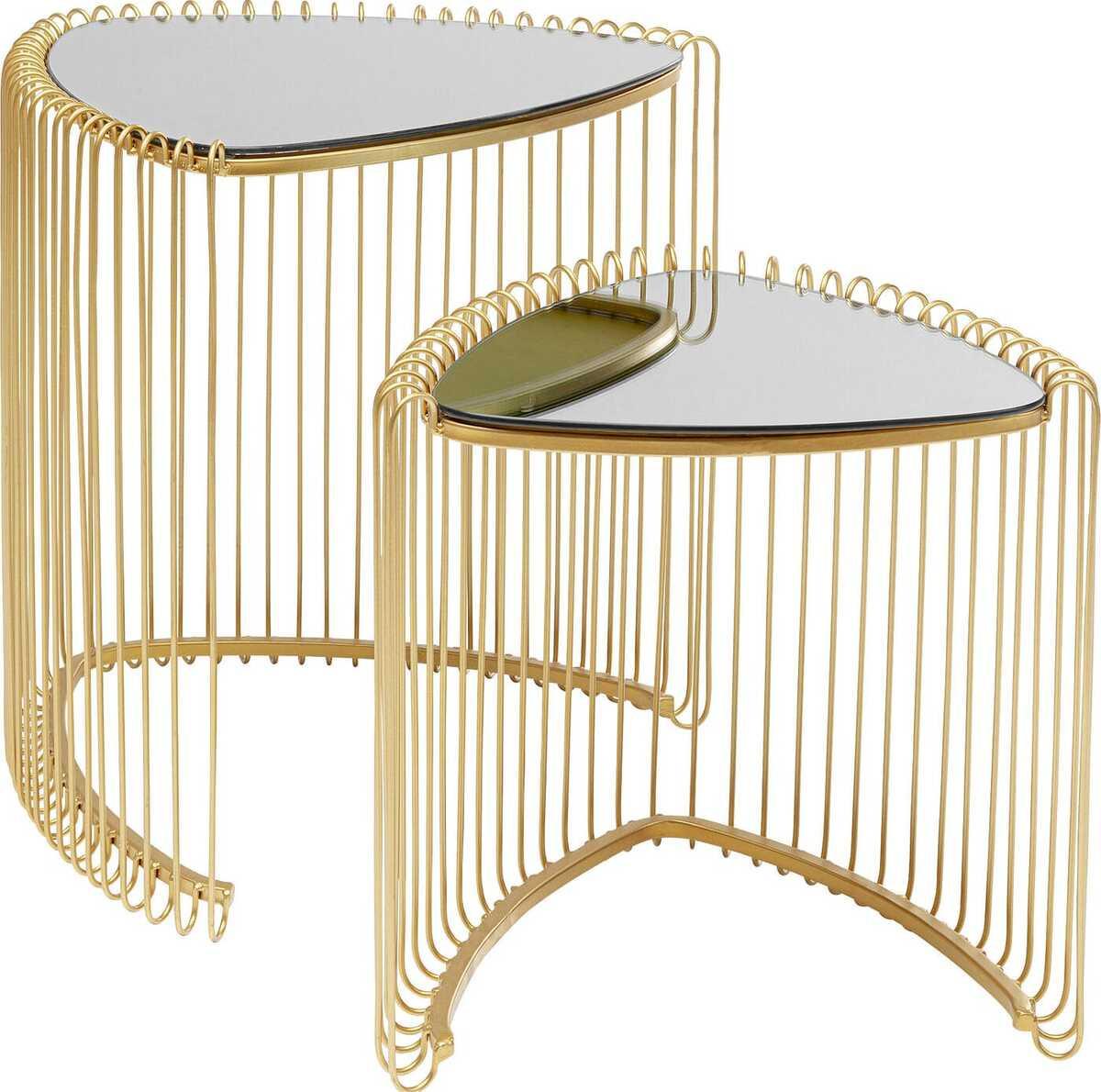 KARE Design Beistelltisch Wire Triangle gold (2er-Set)