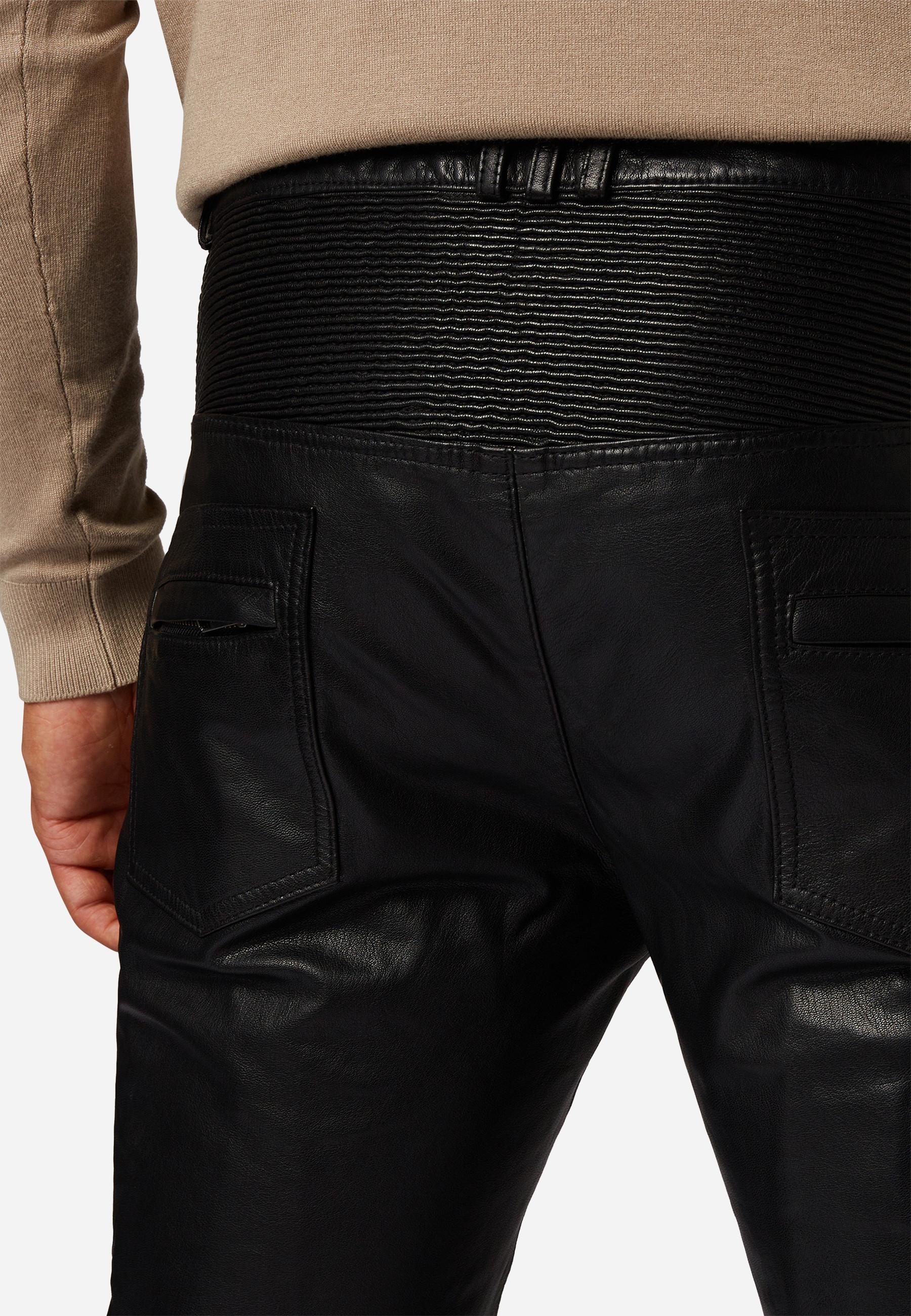 RICANO Franklin Lederhose im 5-Pocket-Stil mit Bikerapplikationen