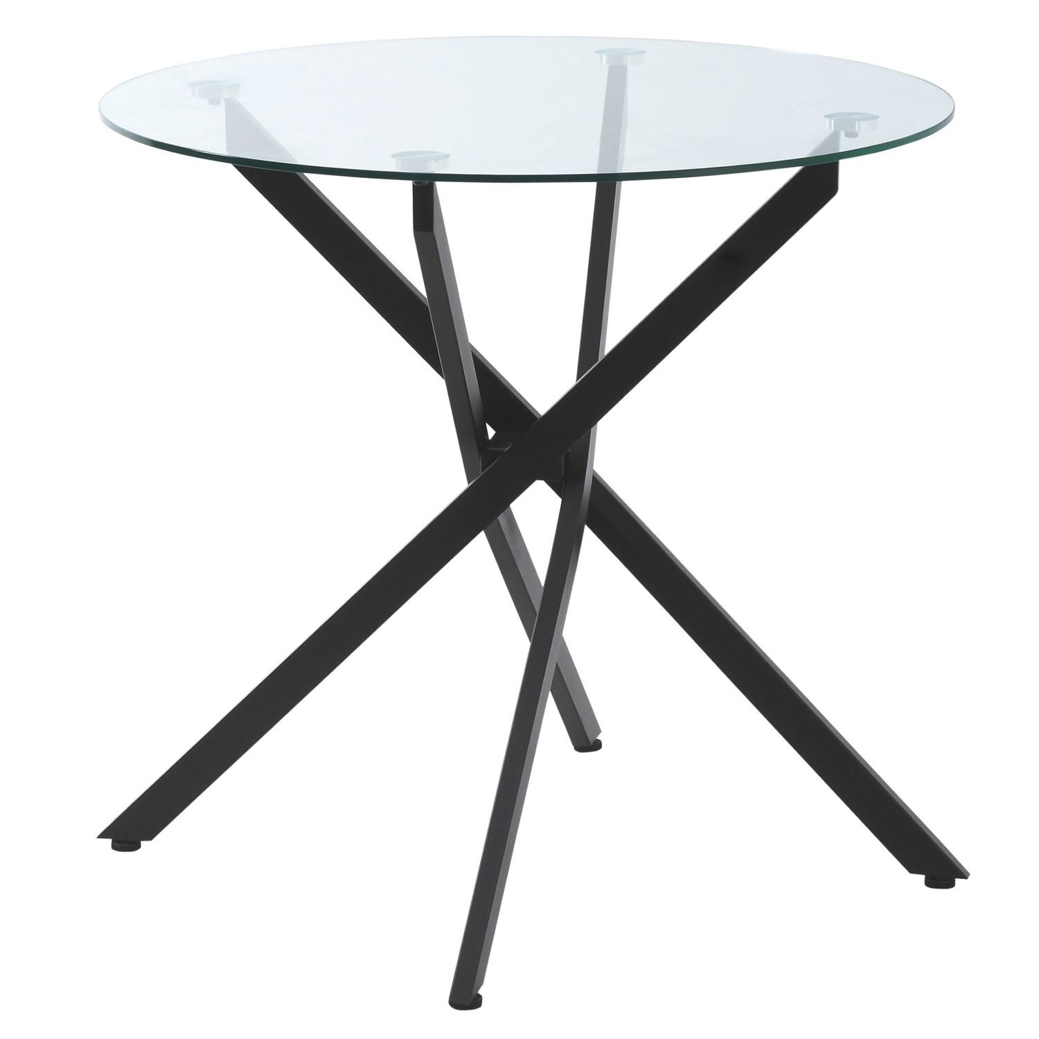 Northio Couchtisch Runder Glastisch, Schwarz, Beistelltisch Mit Sicherheitsglas & Metallgestell, 80X80X75 Cm