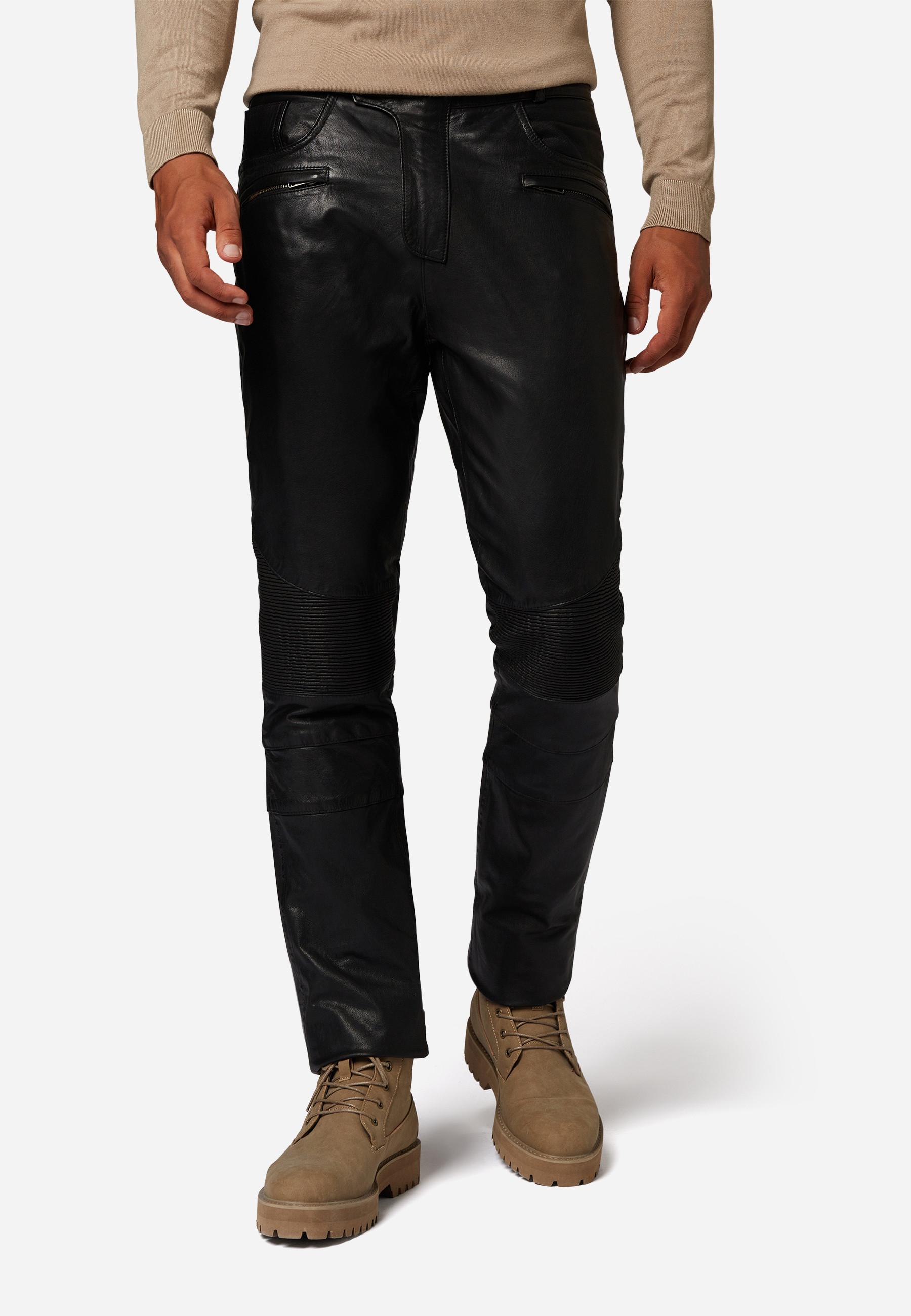 RICANO Franklin Lederhose im 5-Pocket-Stil mit Bikerapplikationen