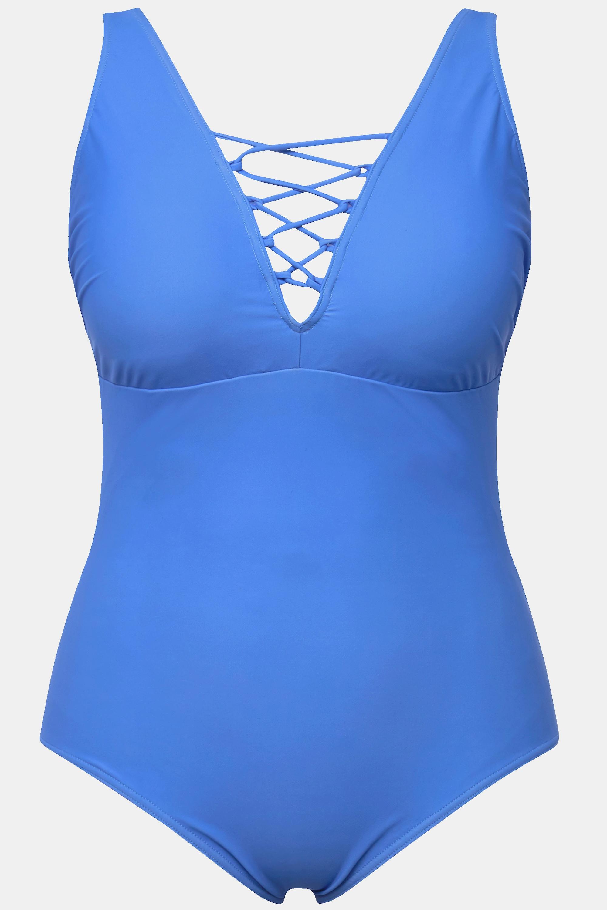 Ulla Popken Badeanzug, Zierbänder, Softcups, Träger verstellbar