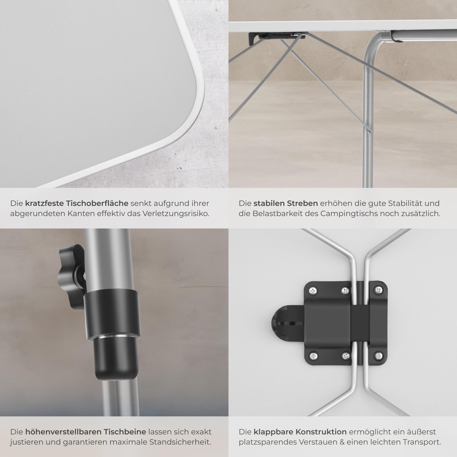 Tectake Camping Klapptisch höhenverstellbar 80x60x68cm