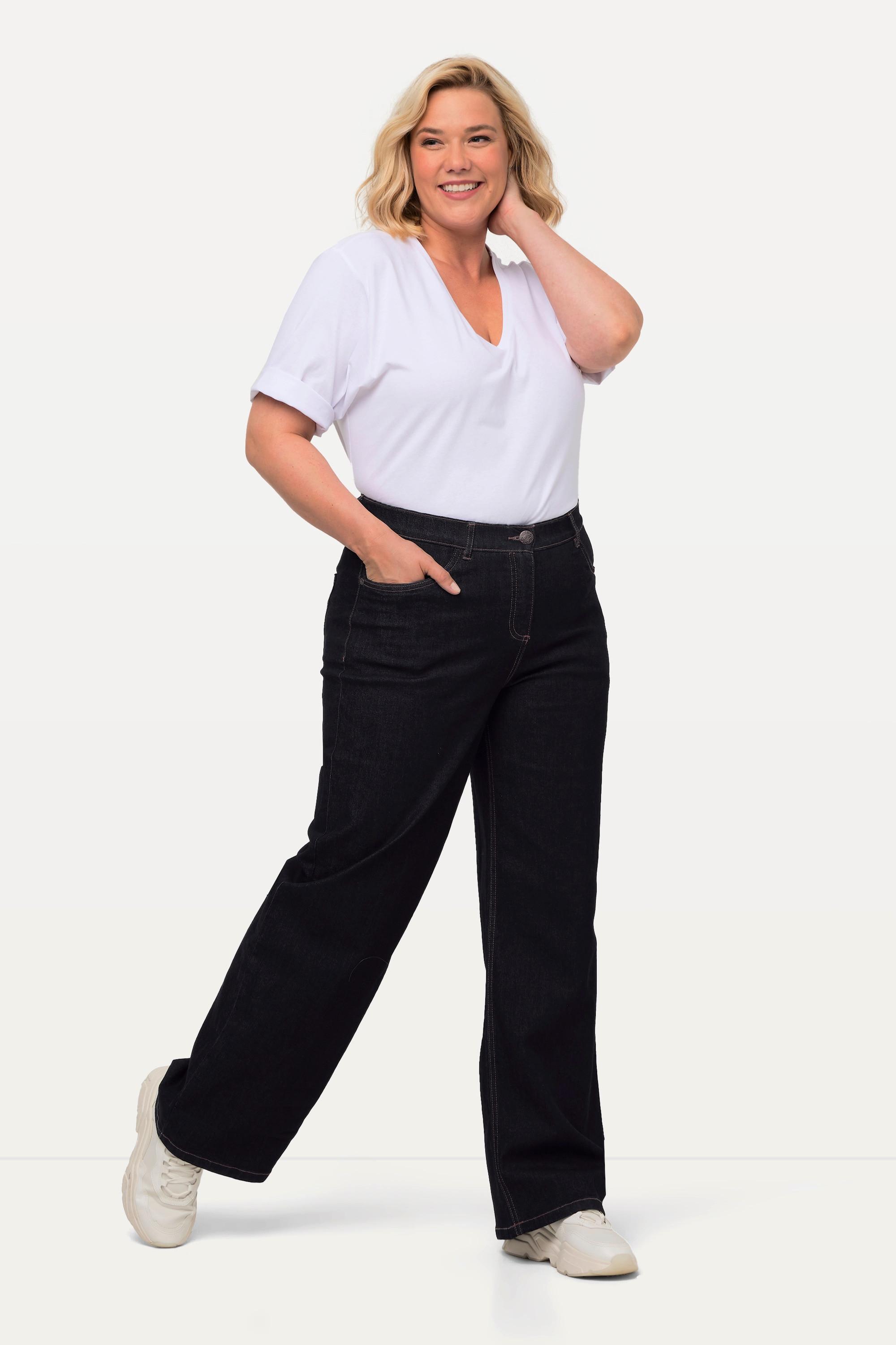 Ulla Popken Mary Weites Bein 5-Pocket Jeans mit Komfortbund