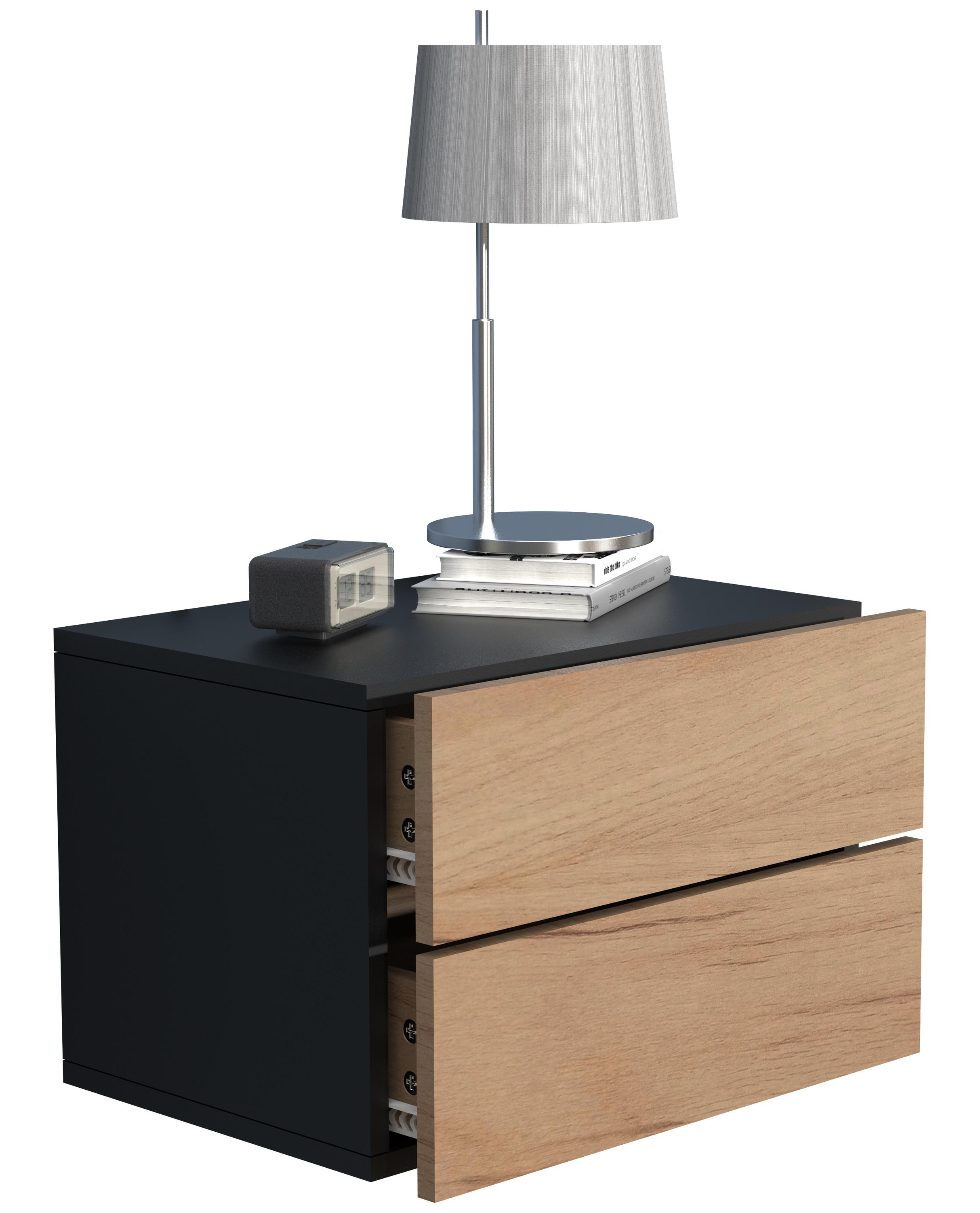 VCM Holz Wandschublade Nachtschrank Wandboard Schublade Konsole Nachttisch Usal L 45 cm