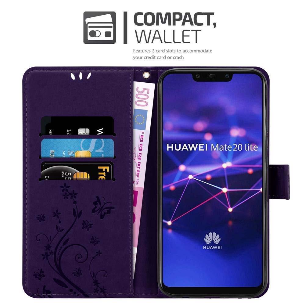 Cadorabo Hülle für Huawei MATE 20 LITE Blumen Design Magnetverschluss