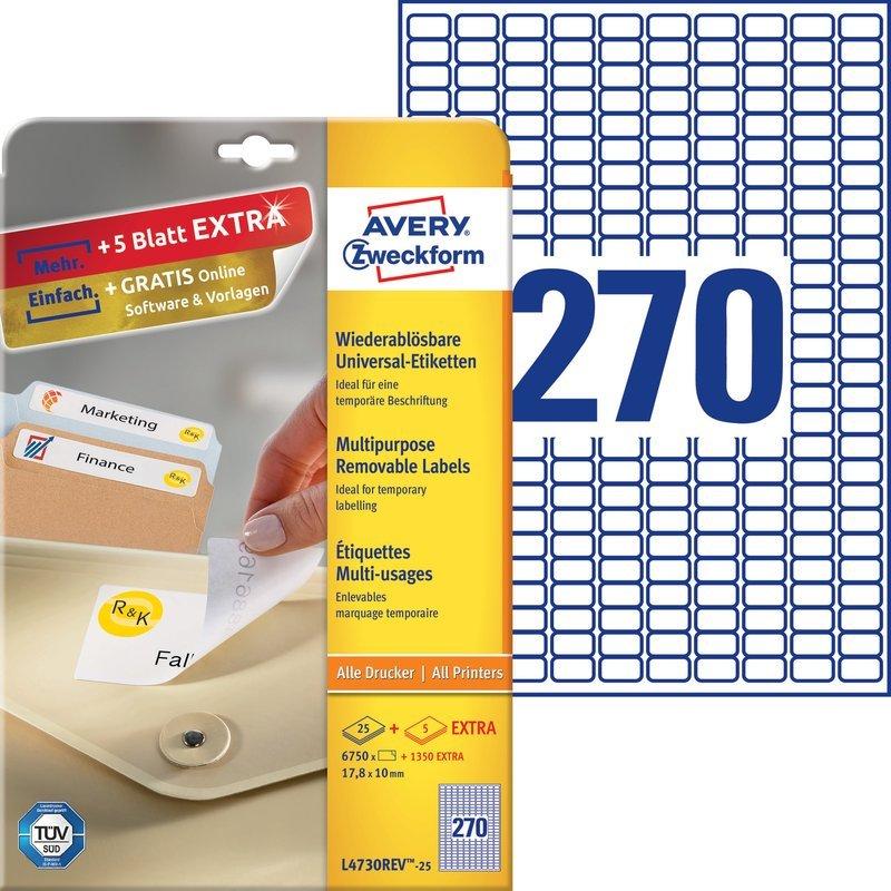 Avery-Zweckform AVERY ZWECKFORM Universal-Etikett. 17,8x10mm, 8100 Stk.