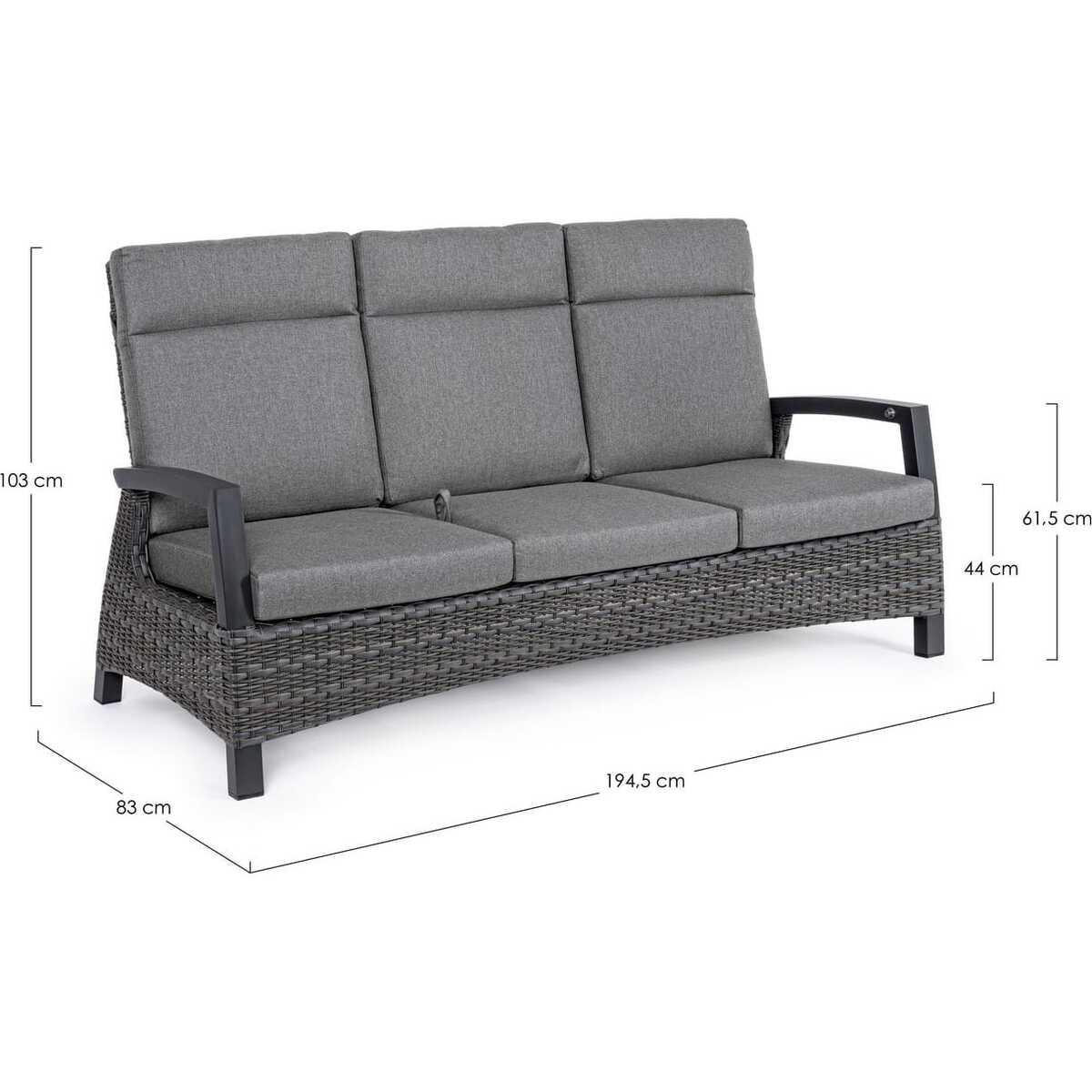 mutoni Garten Liegesofa Britton 3-Sitzer anthrazit