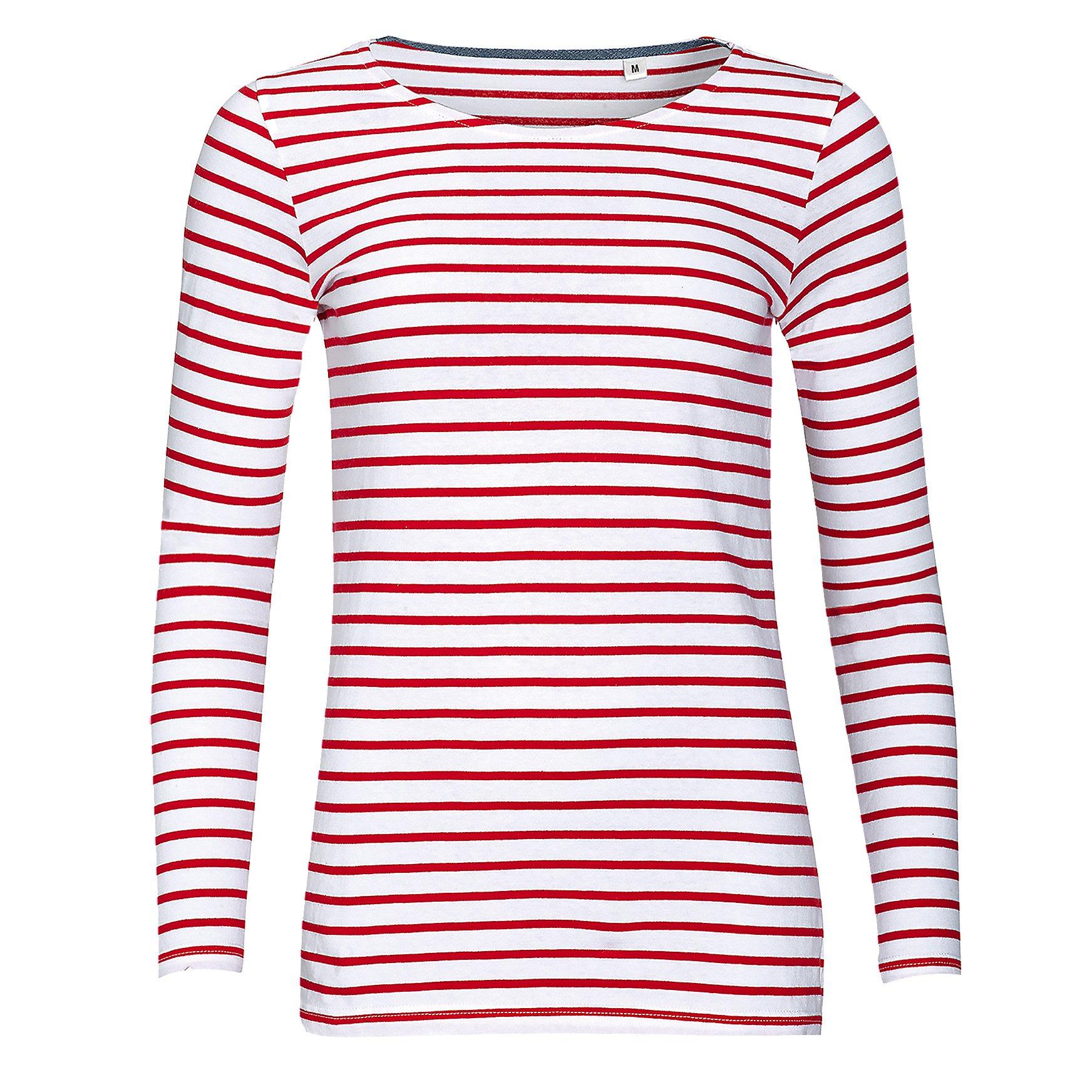 SOLS Gestreiftes Langarm Marine T-Shirt