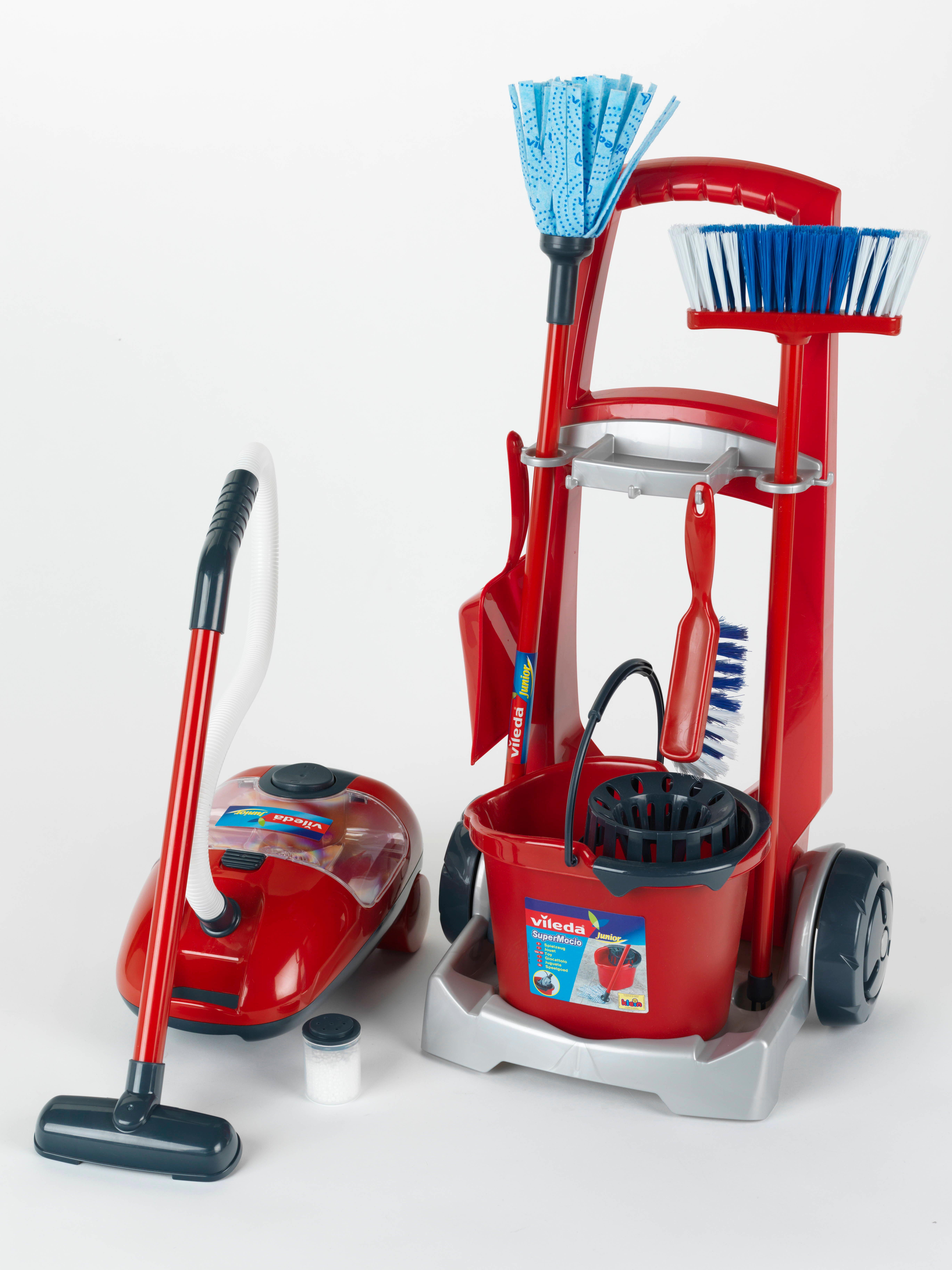 klein Vileda Besenwagen + Staubsauger