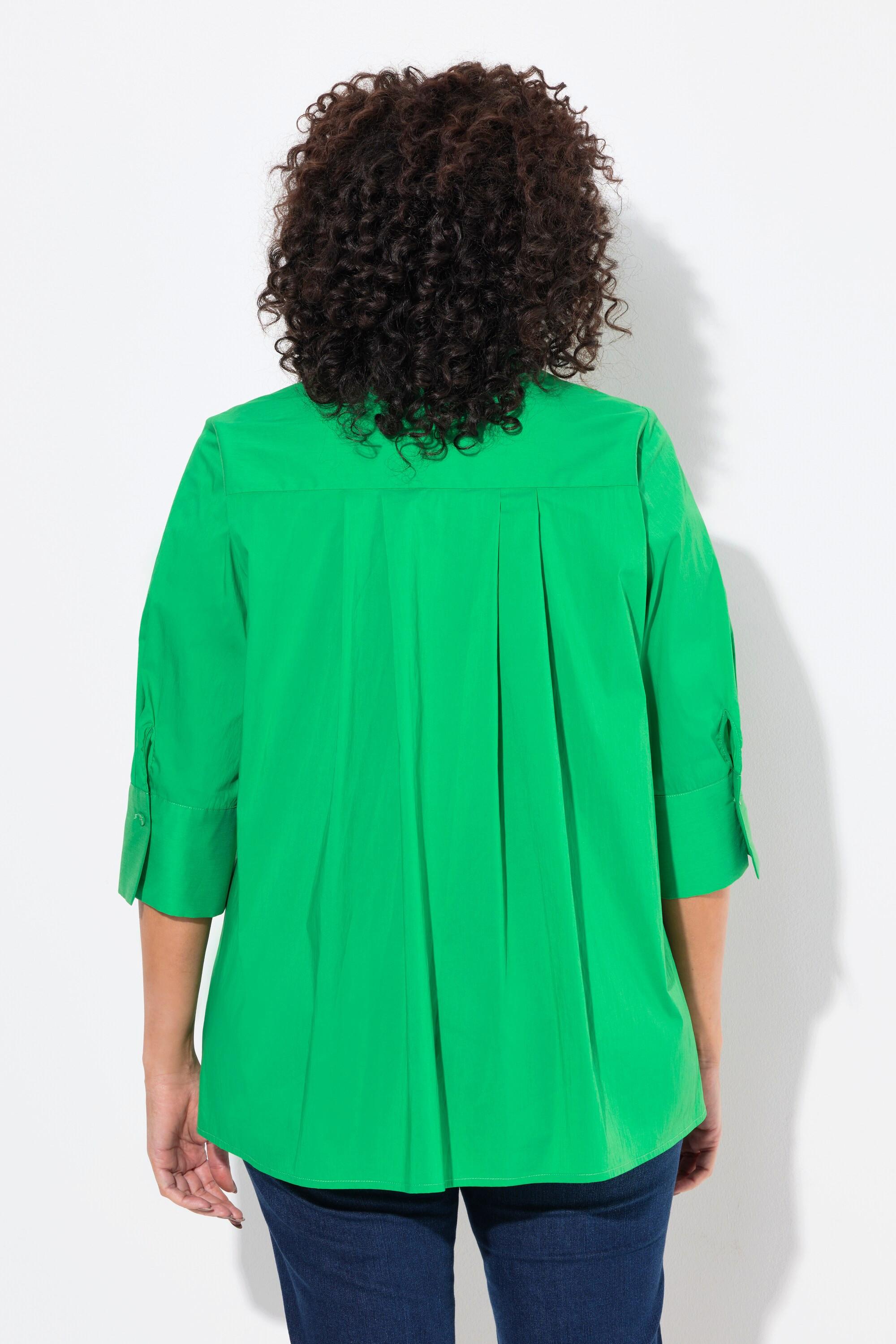 Ulla Popken Hemdbluse, Rückenfalte, A-Linie, Hemdkragen, 3/4-Arm