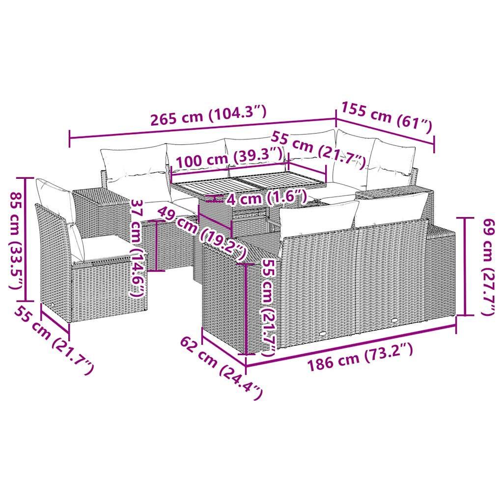 VidaXL Garten sofagarnitur poly-rattan