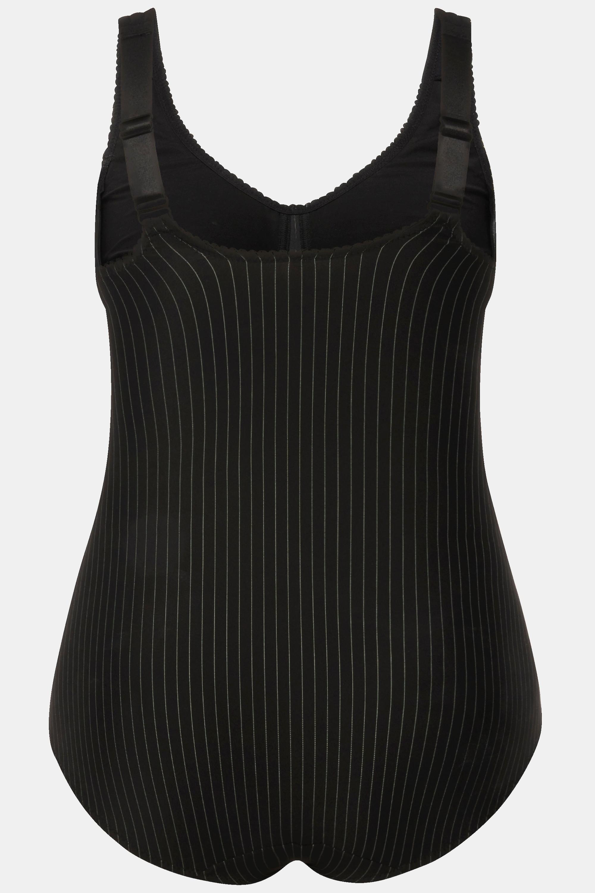 Ulla Popken Shaping-Body, Nadelstreifen, ohne BH tragbar
