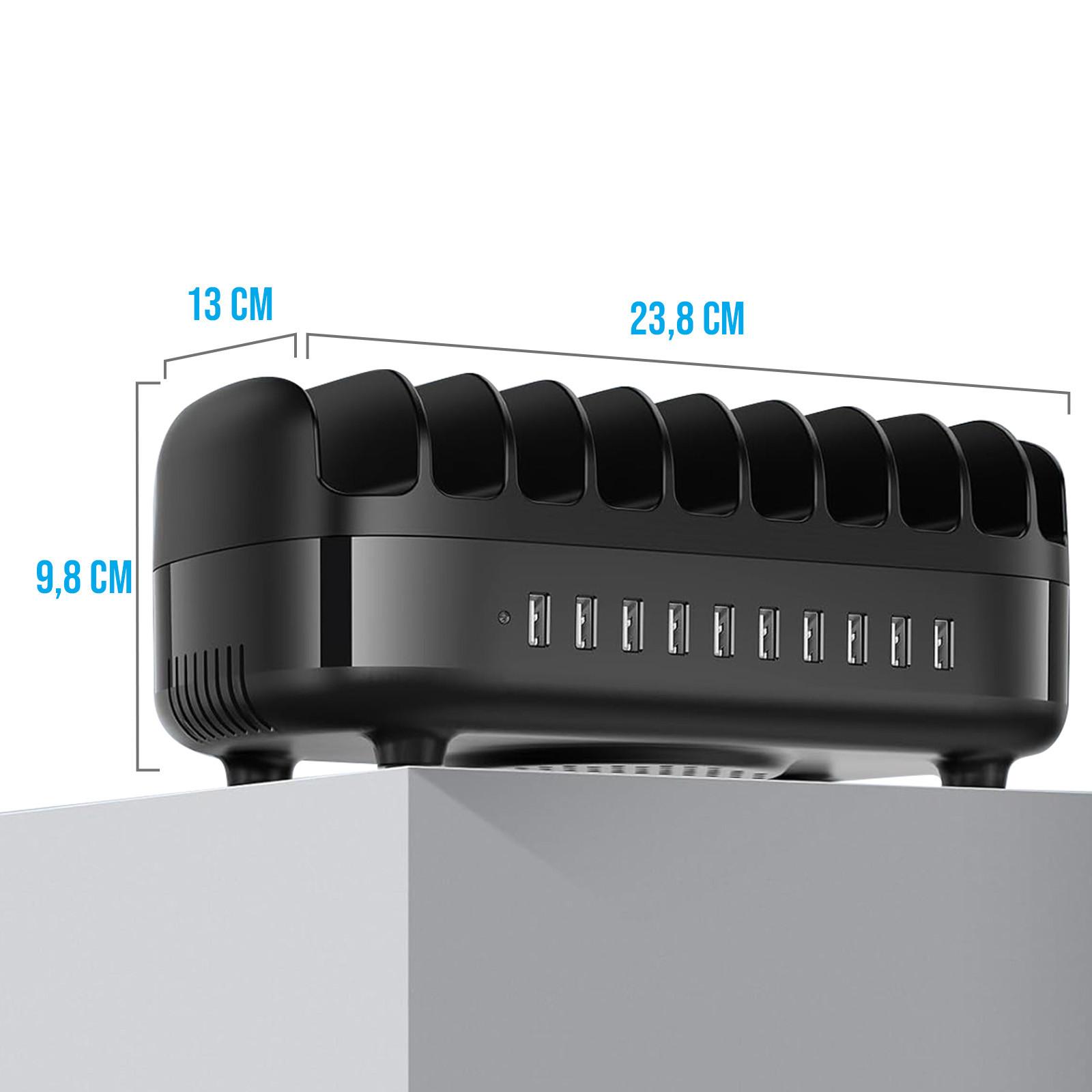 Avizar Ladestation 120W 10 USB Schwarz