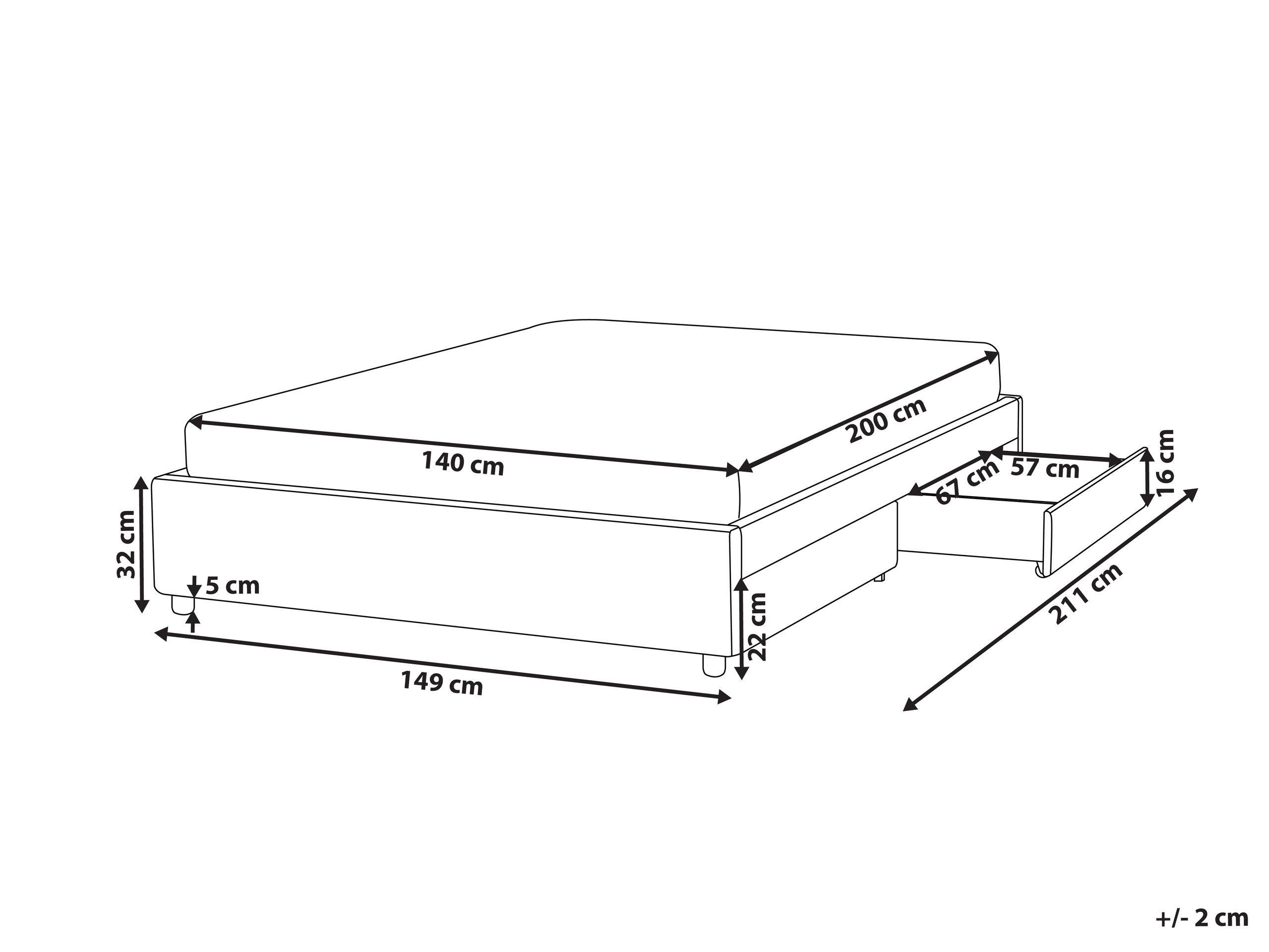 Beliani Bett mit Schubladen ohne Kopfteil aus Polyester Modern PRADES