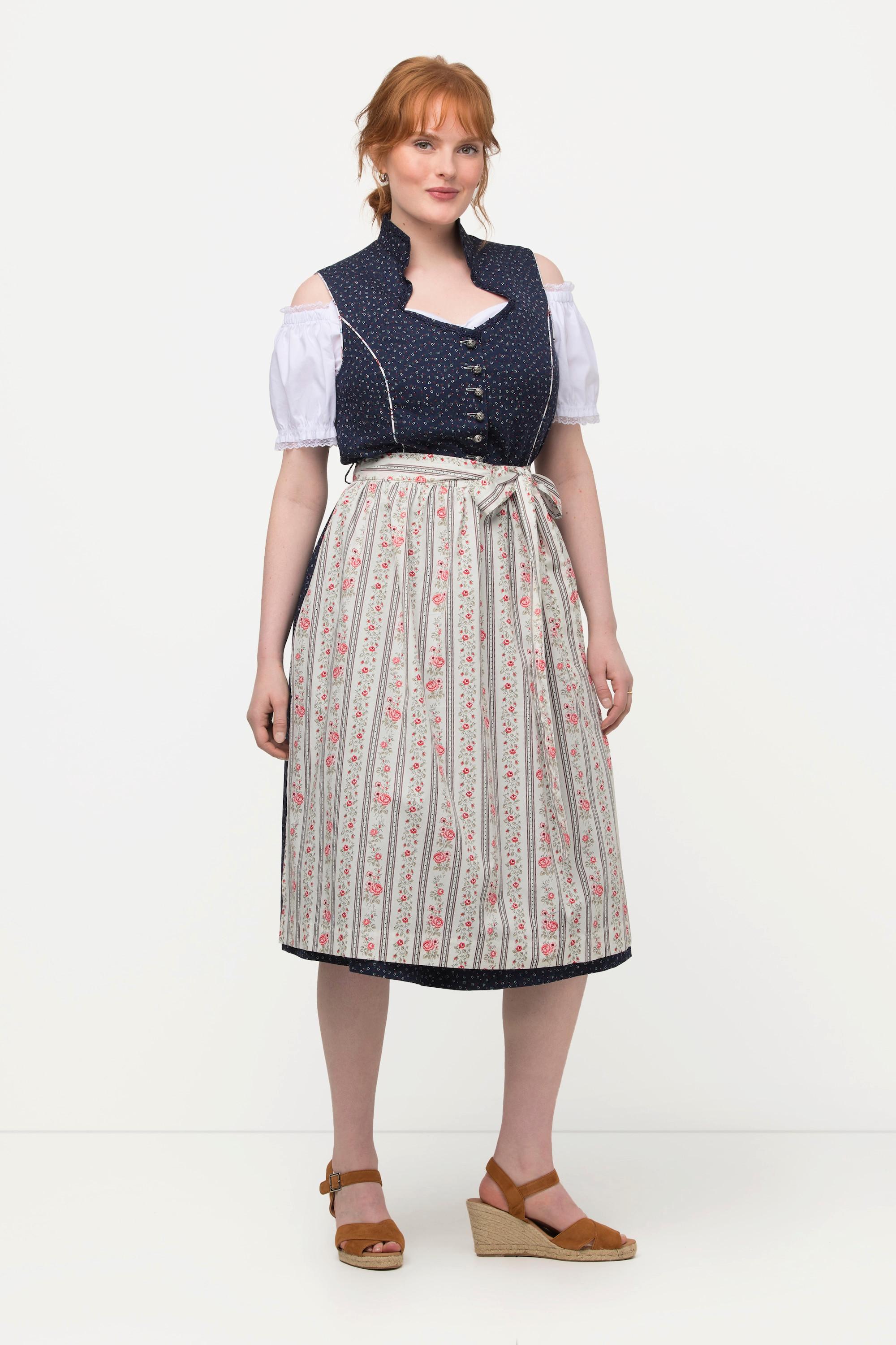 Ulla Popken Dirndl Herzausschnitt Schmuckknöpfe Ärmellos
