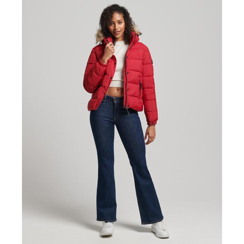 Superdry kurze daunenjacke mit kapuze, damen