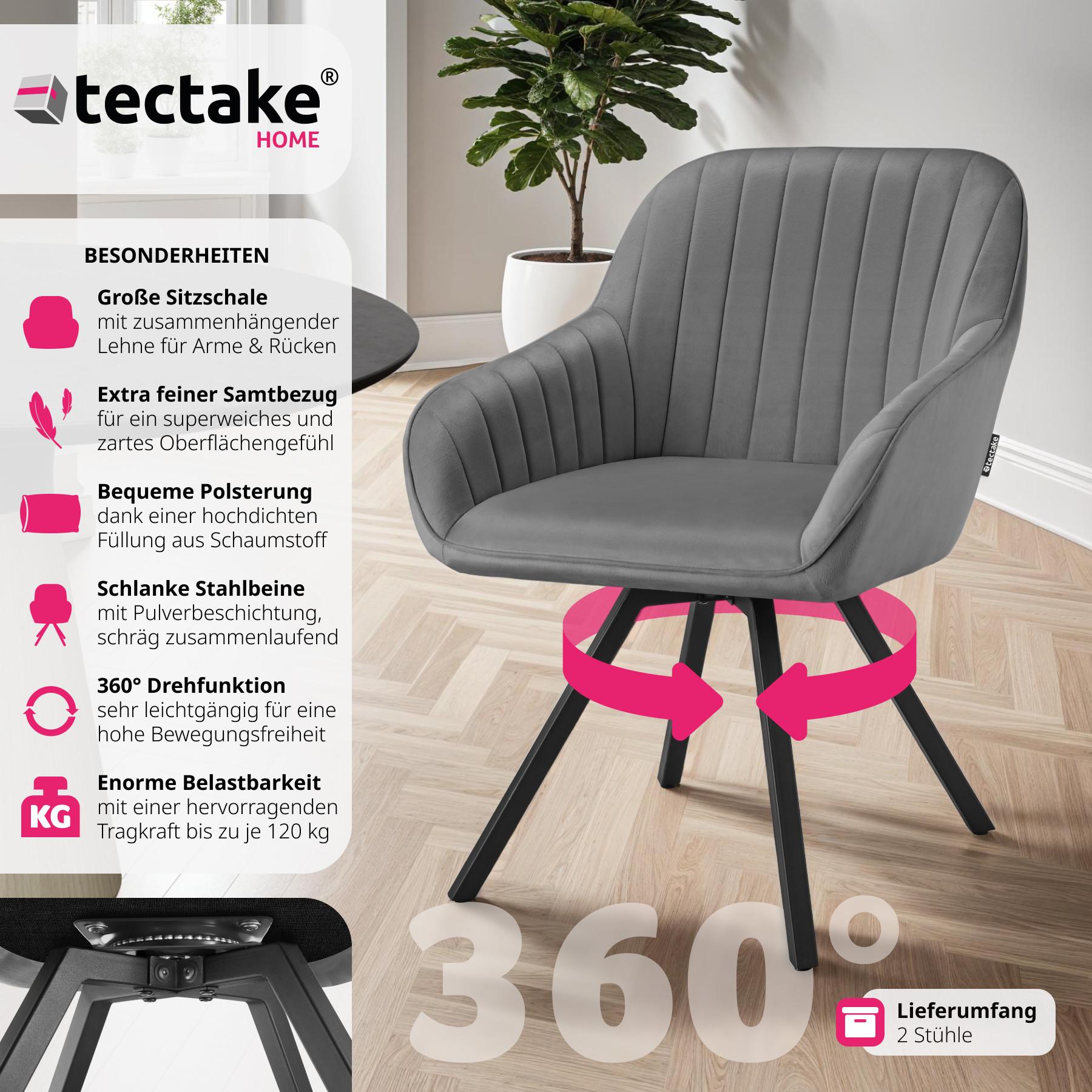 Tectake Drehbarer Armlehnstuhl Snug Samtoptik, gepolstert