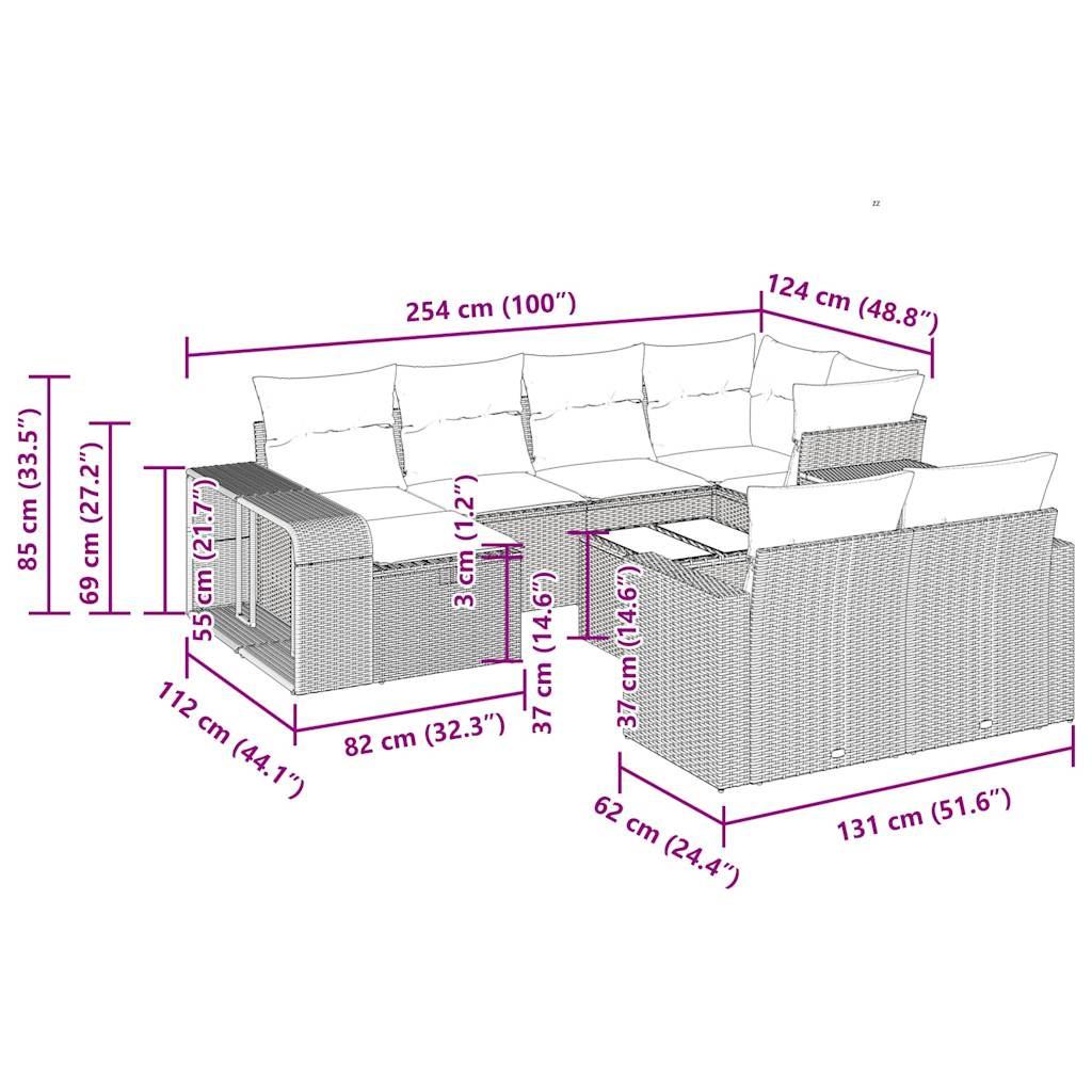 VidaXL Gartensofa set poly-rattan