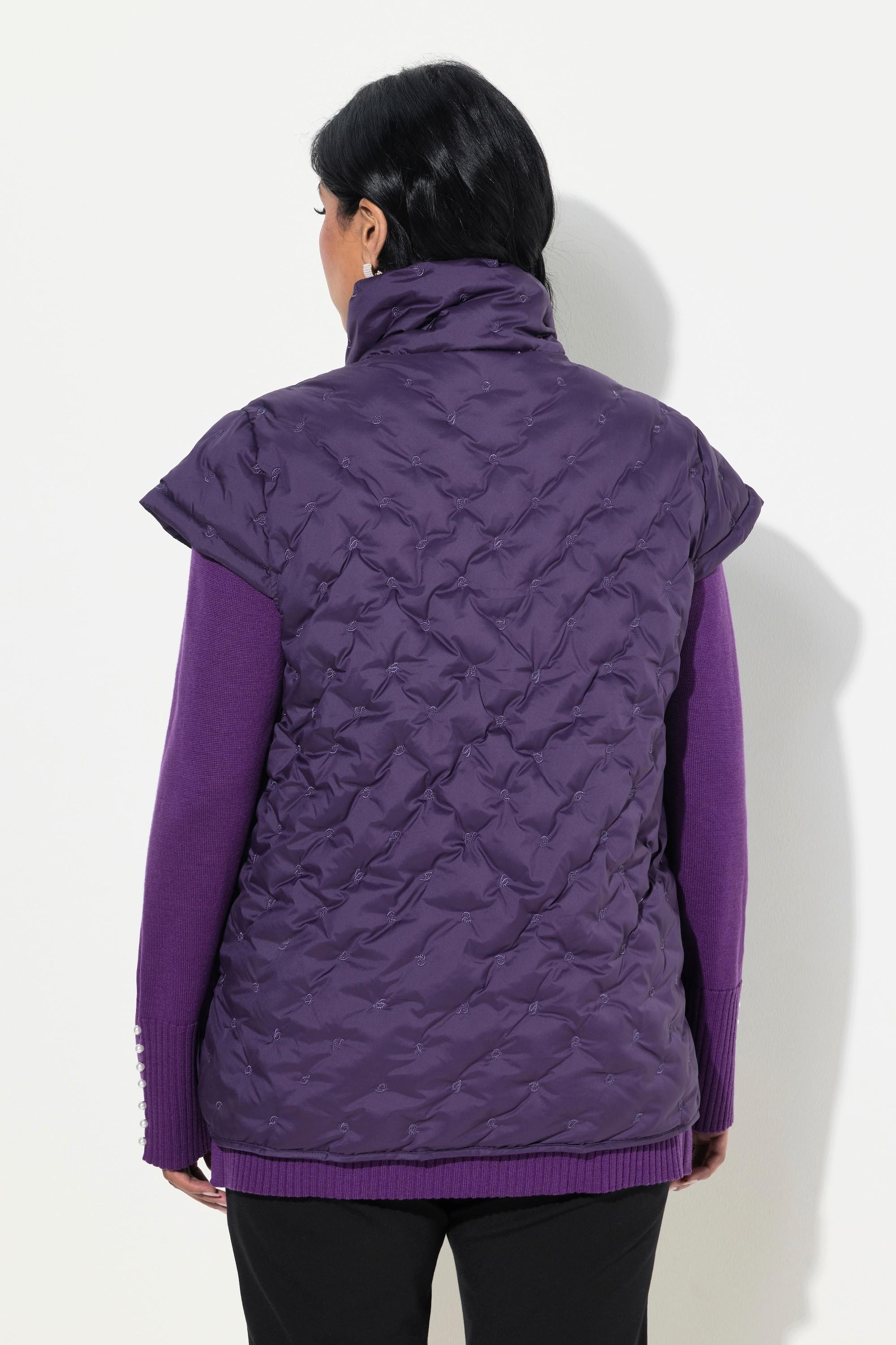 Ulla Popken Steppweste, Stehkragen, Cupärmel, Seiten-Druckknöpfe