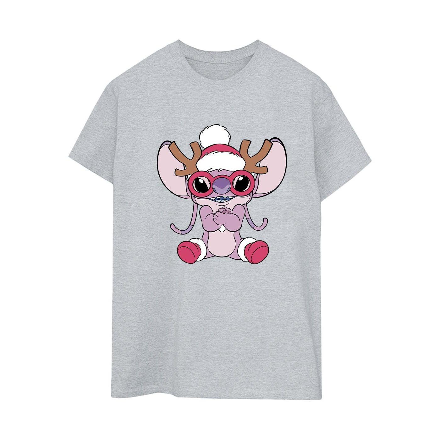Disney Stitch Angel Christmas Antlers T-Shirt