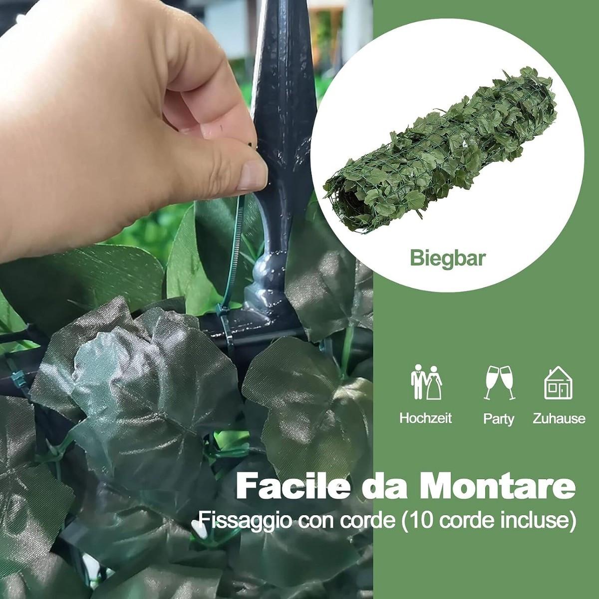 B2X Künstliche Efeu Garten Sichtschutz Balkonsichtschutz Blätteroptik Windschutz 150 x 240 cm Grün