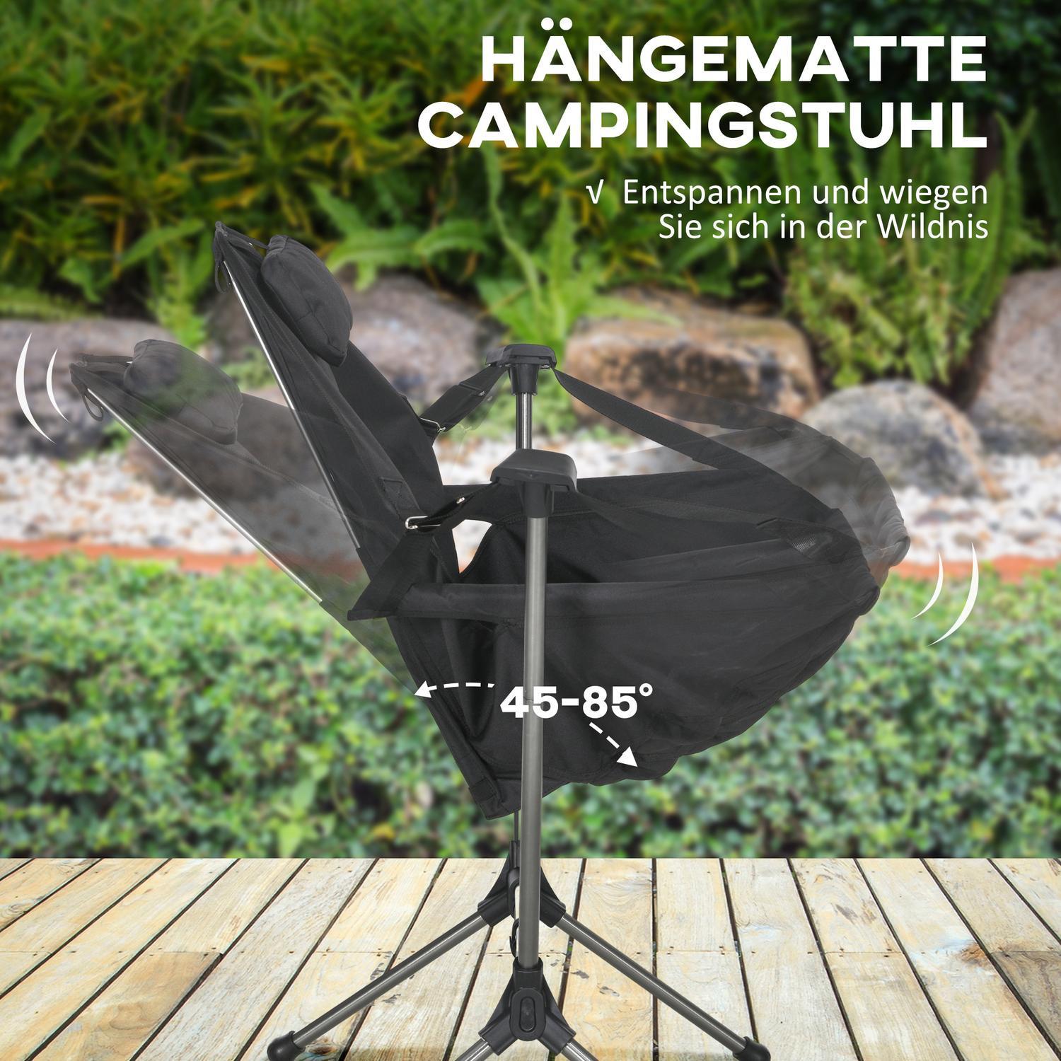 Northio Hängematte Campingstuhl Faltbarer Gartensessel Bis 120Kg, Oxford, Schwarz