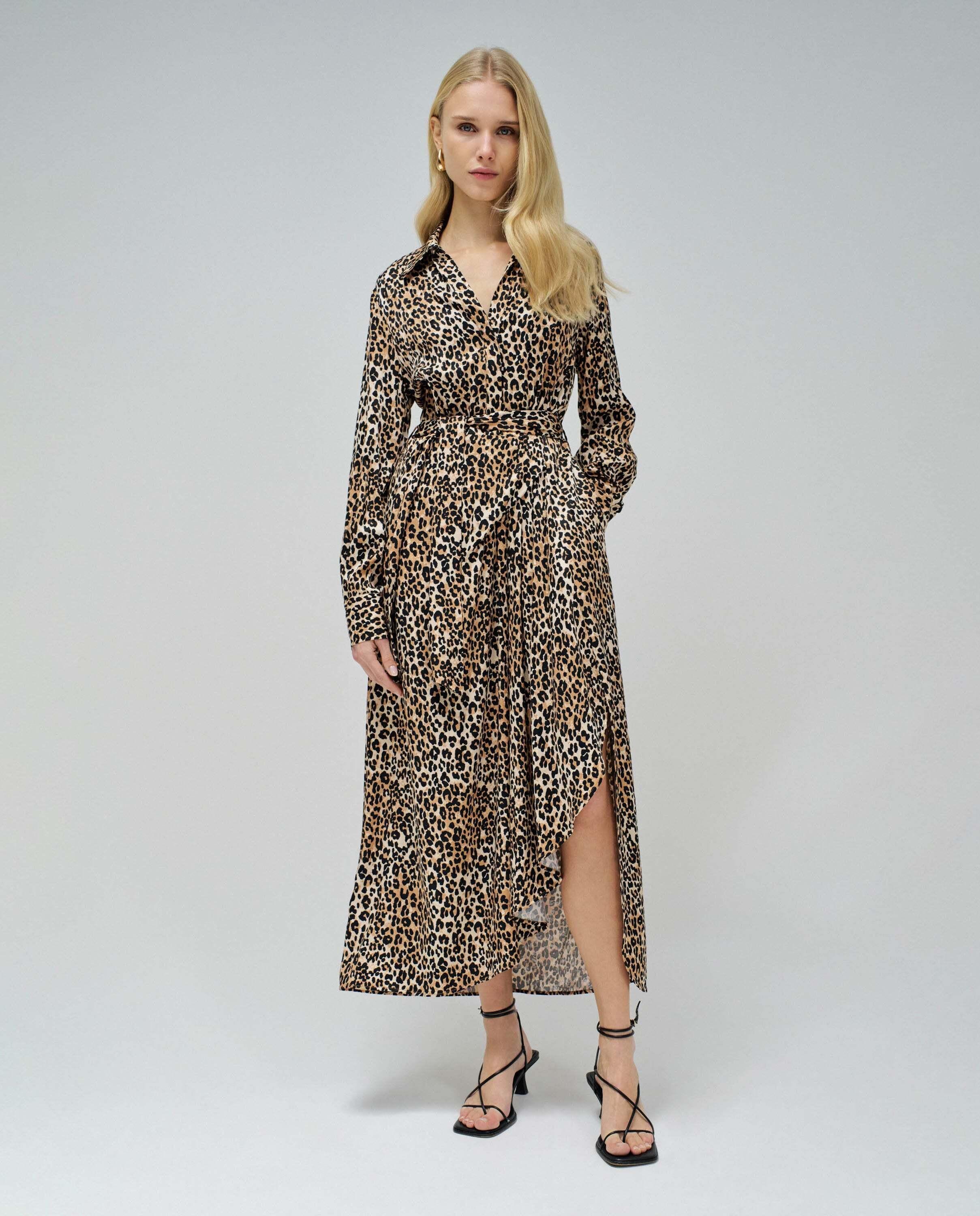 Salsa Leopardenprint Midikleid mit Bindegürtel
