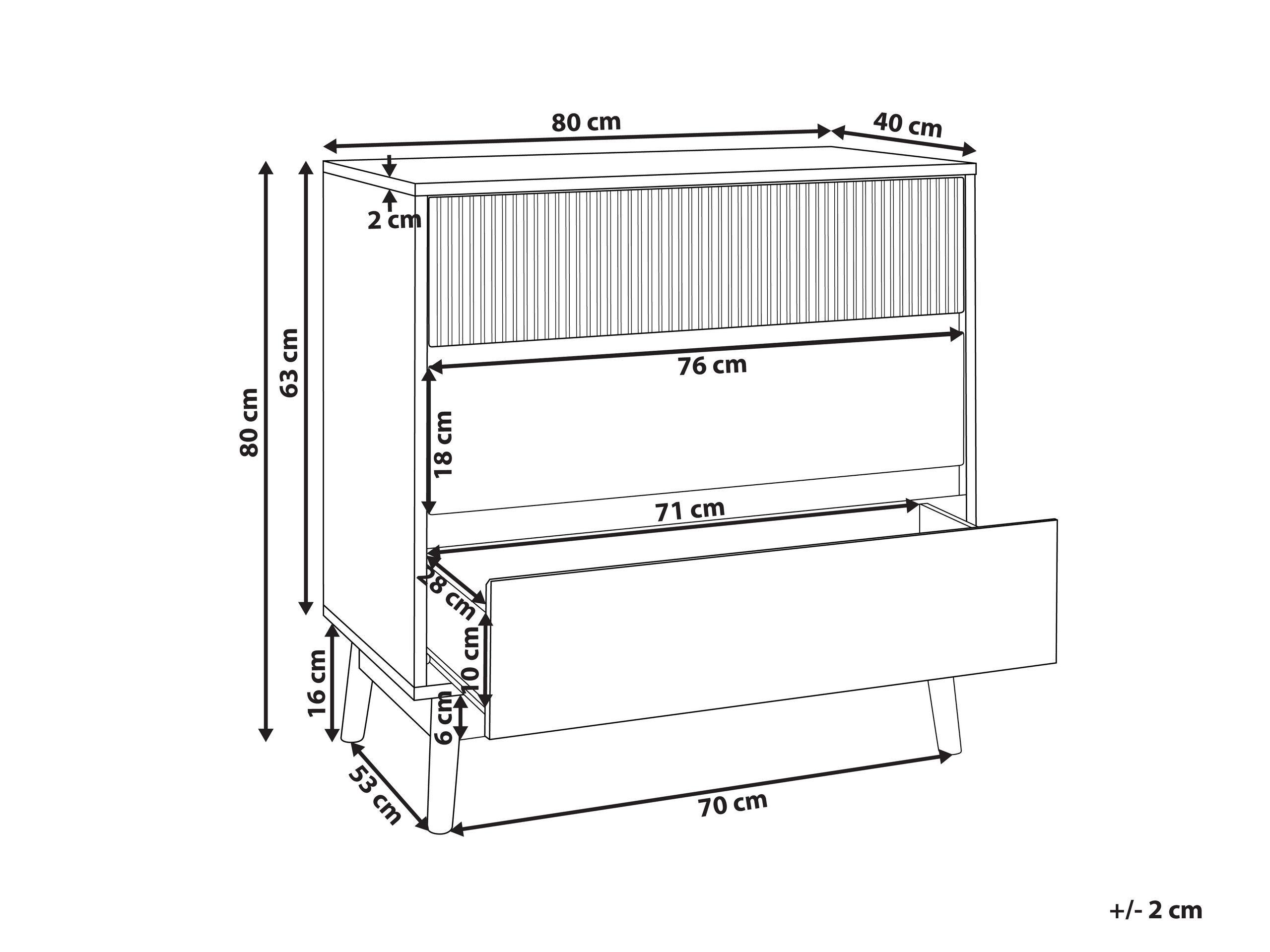 Beliani Kommode mit 3 Schubladen aus MDF-Platte Rustikal WALES