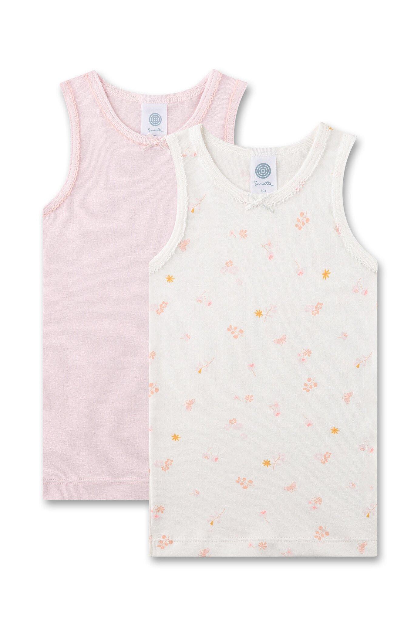 Sanetta Mädchen-Unterhemd (Doppelpack) Blumen