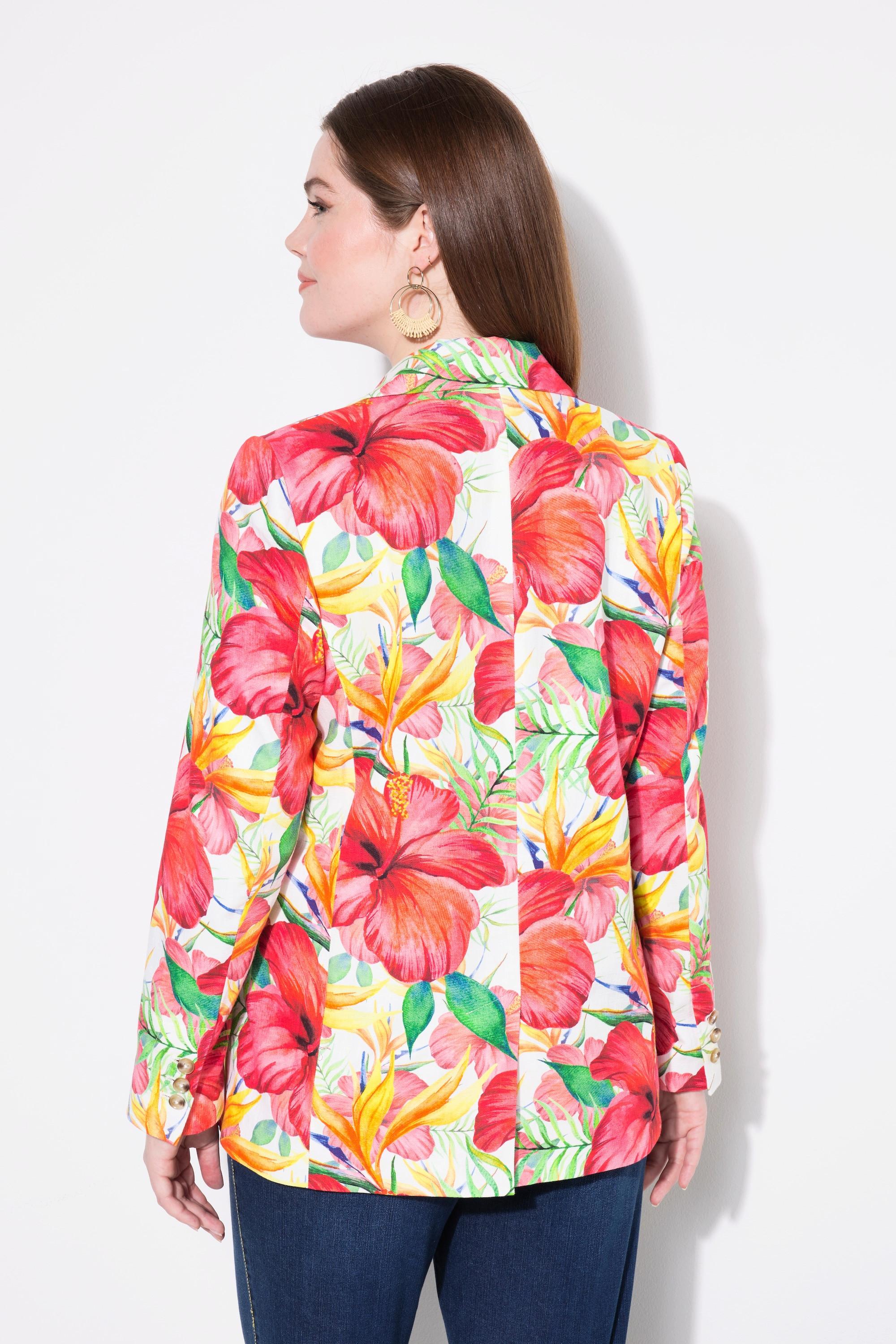 Ulla Popken Blazer, Blütenmuster, Reverskragen, Rückenschlitz