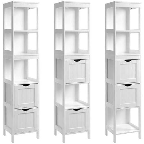 Pricenet Hoherer Badezimmerschrank mit herausnehmbaren Schubladen