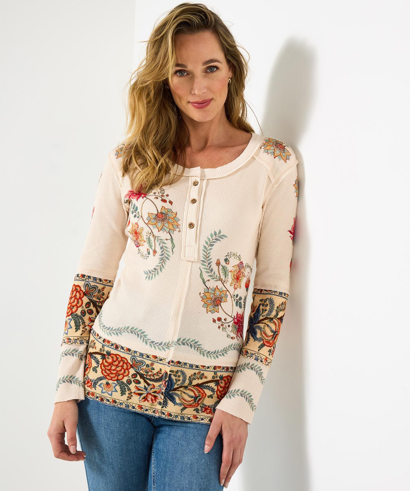 Joe Browns Bemerkenswertes Henley-Shirt mit Patchwork-Druck