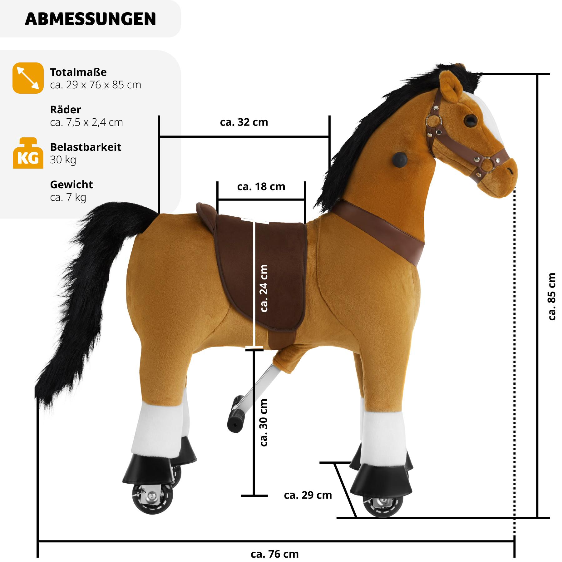 Tectake Schaukelpferd auf Rollen, Plüsch, realistisches Design