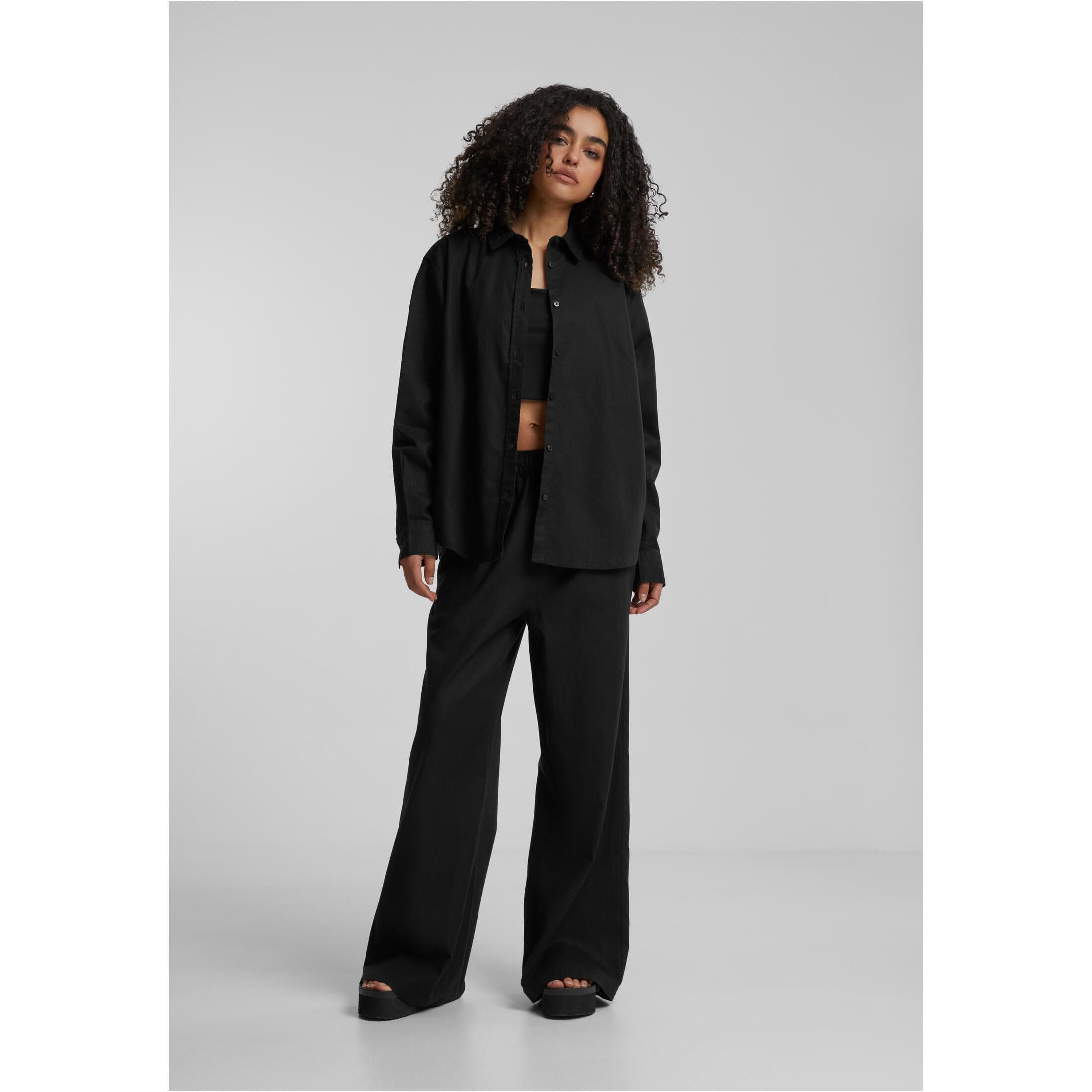 URBAN CLASSICS oversize leinenmix-hemd für damen