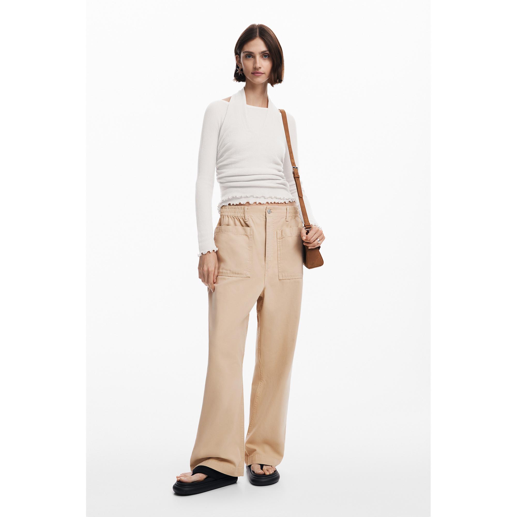 Desigual Langarm Halter Neck U-Boot Ausschnitt T-Shirt