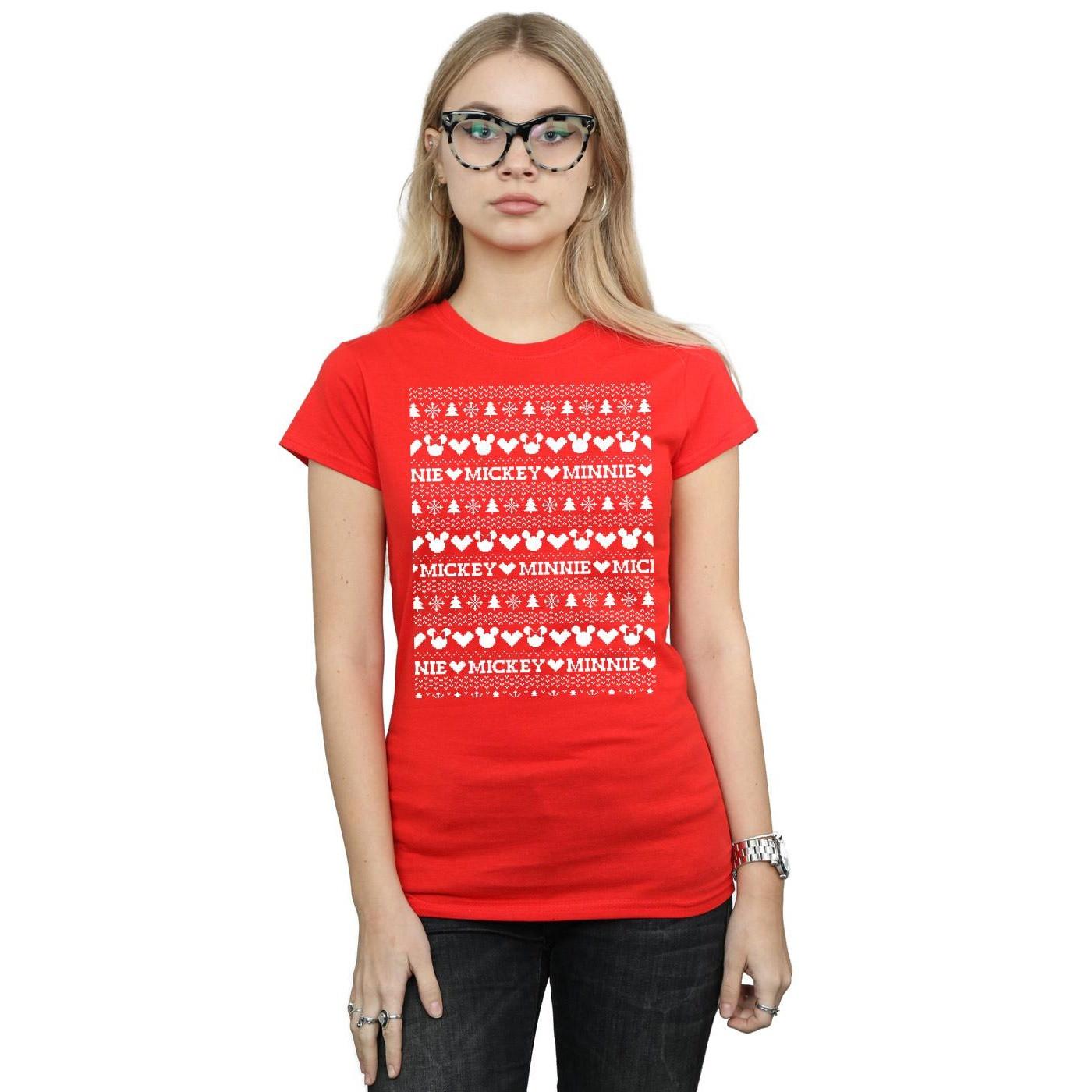 Disney Mickey und Minnie Maus Weihnachts Print T-Shirt