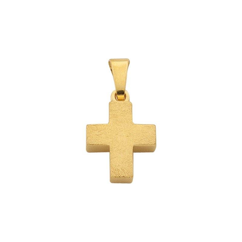MUAU Schmuck Anhänger Kreuz Gelbgold 750, 16x9mm
