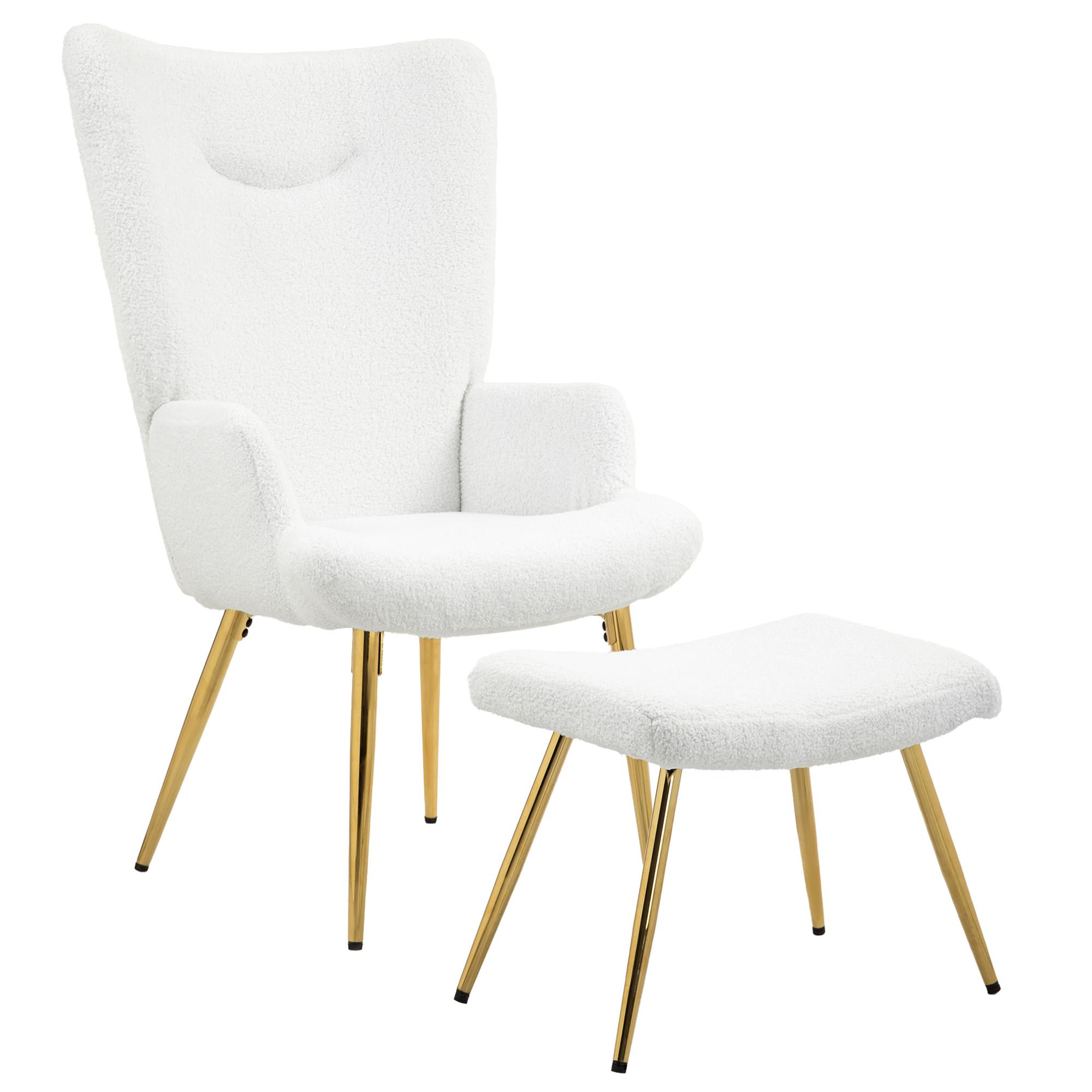 HOMCOM Ohrensessel mit Hocker