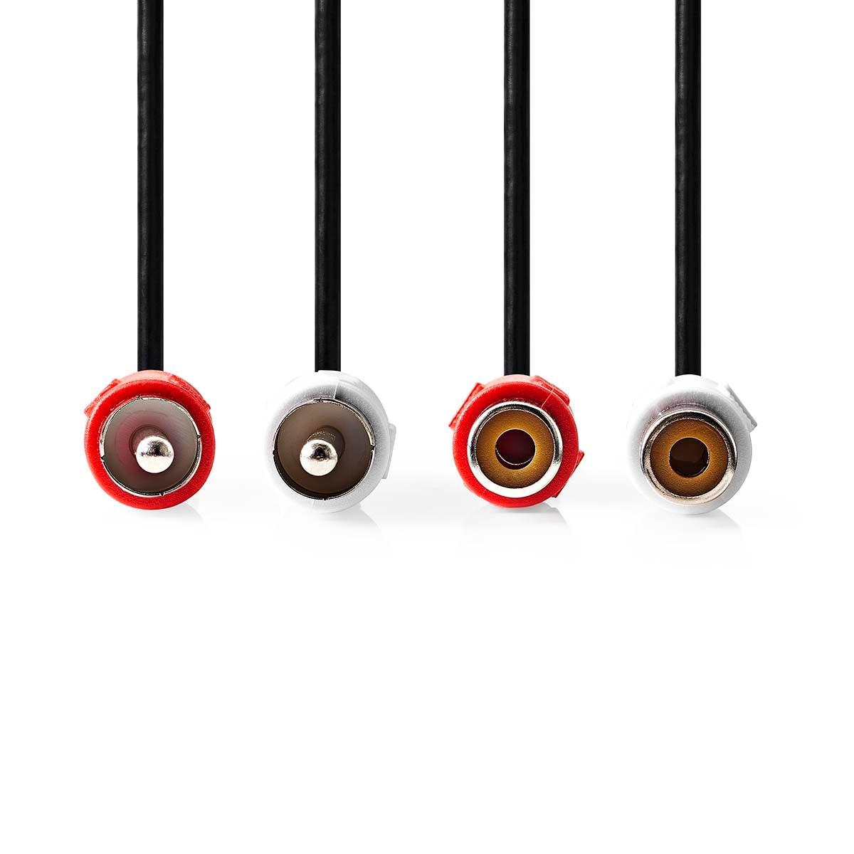 Nedis Stereo-Audiokabel | 2x RCA Hane | 2x RCA Hona | Nickelplaterad | 2,00 m | Rund | Svart | Etikett