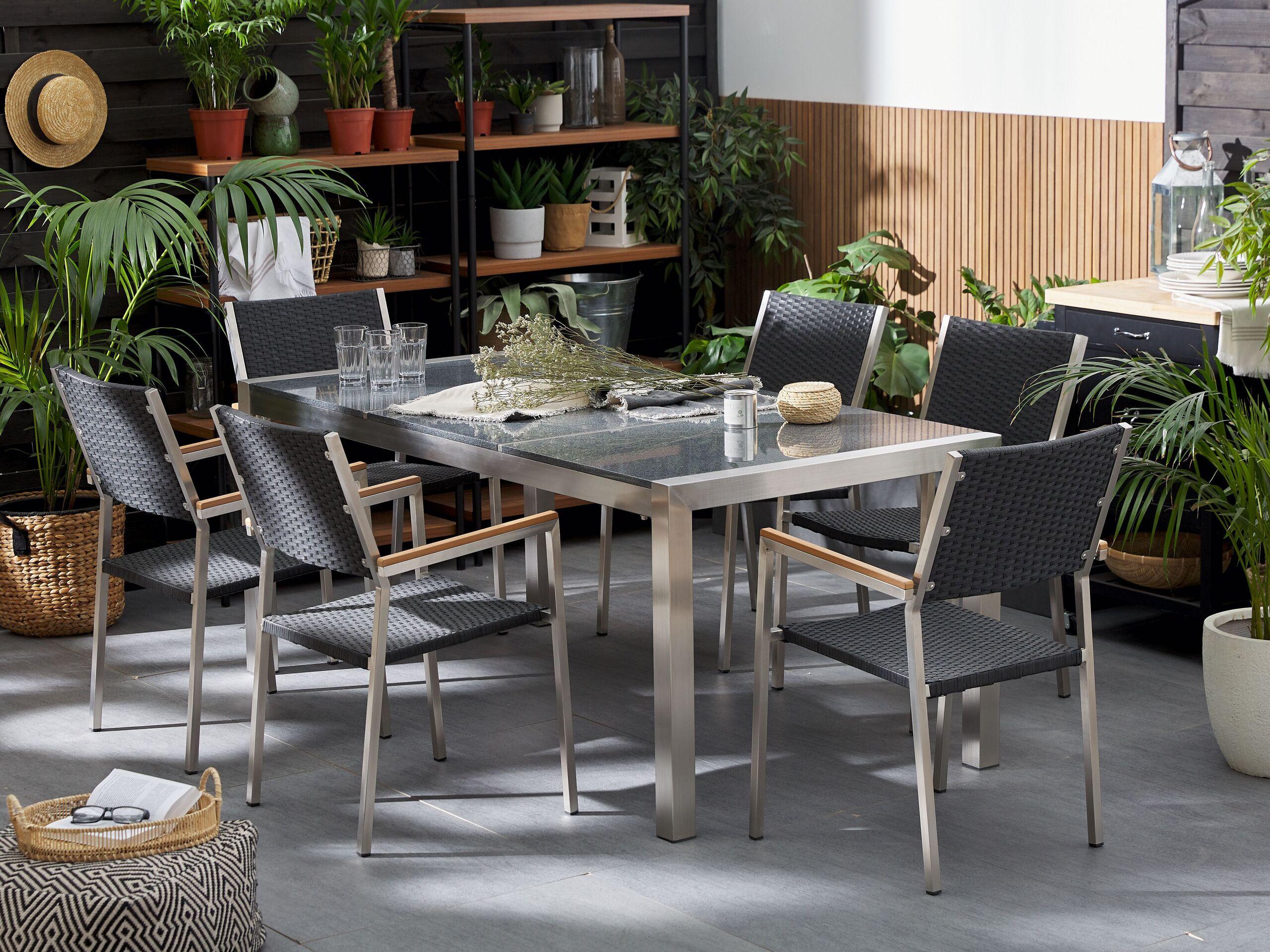 Beliani Gartentisch aus Granit Industriell GROSSETO